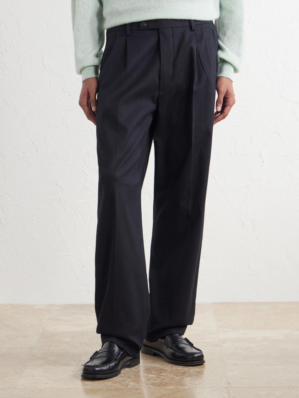 Robin 10076 Straight-Leg Organic Stretch-Cotton Dobby Trousers