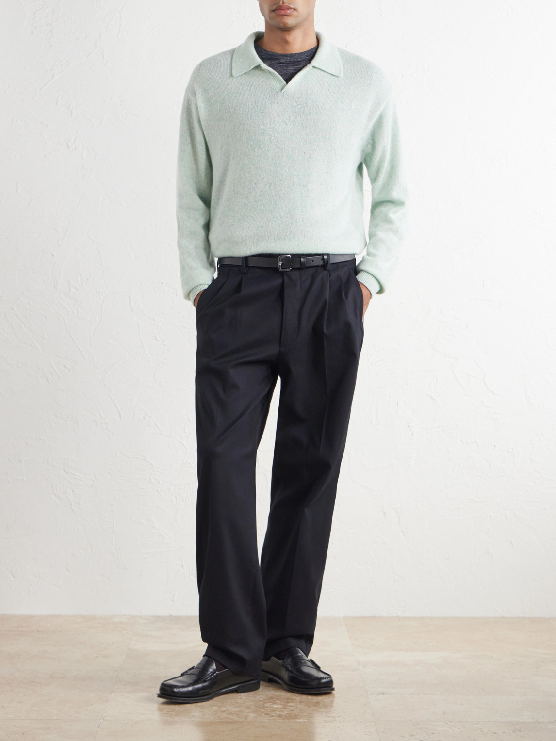 Robin 10076 Straight-Leg Organic Stretch-Cotton Dobby Trousers