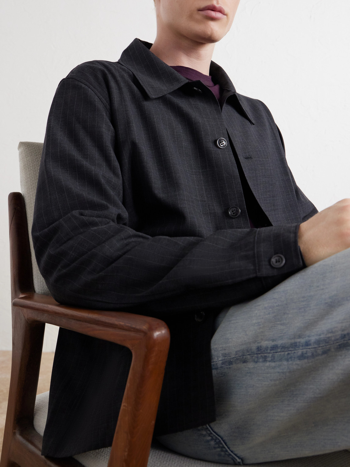 Zander 10037 Pinstriped Stretch-Hopsack Jacket