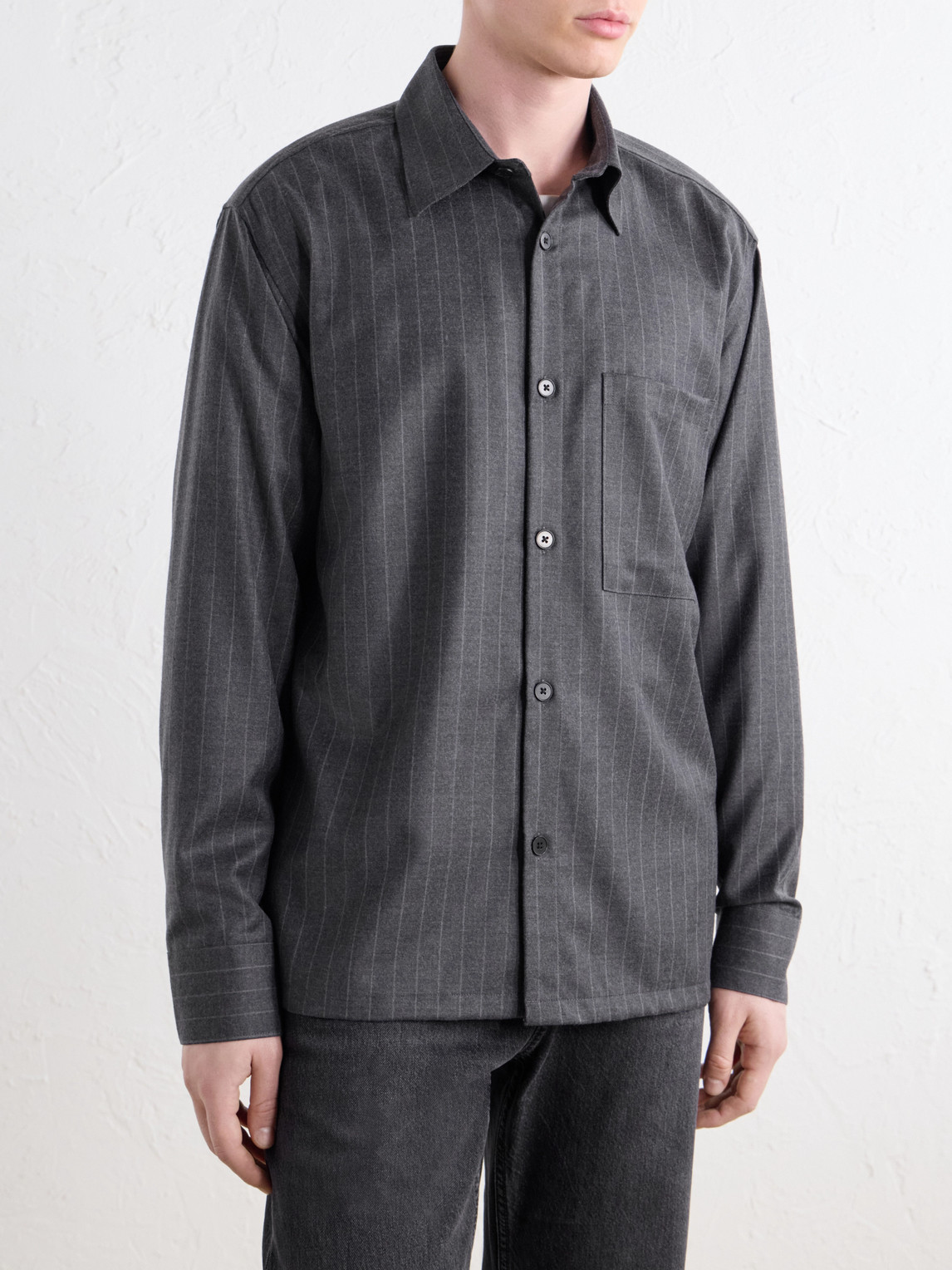 Freddy 10052 Pinstriped Wool-Blend Flannel Shirt