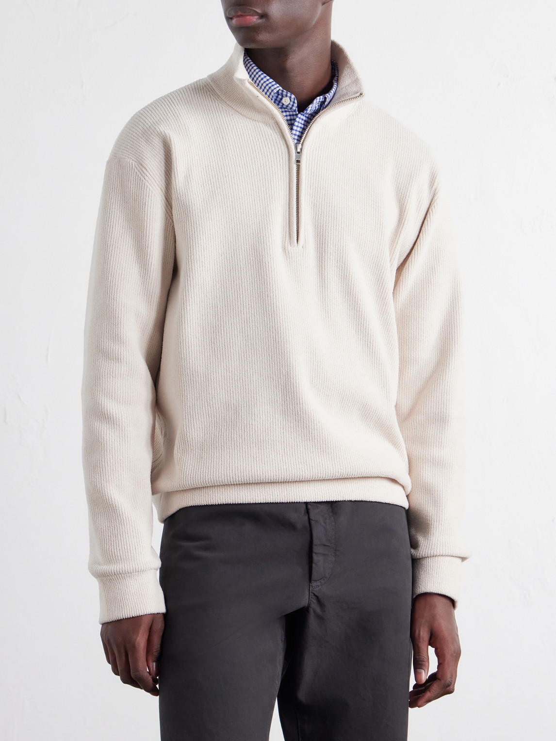 Danny 6429 Ribbed Chenille Half-Zip Sweater