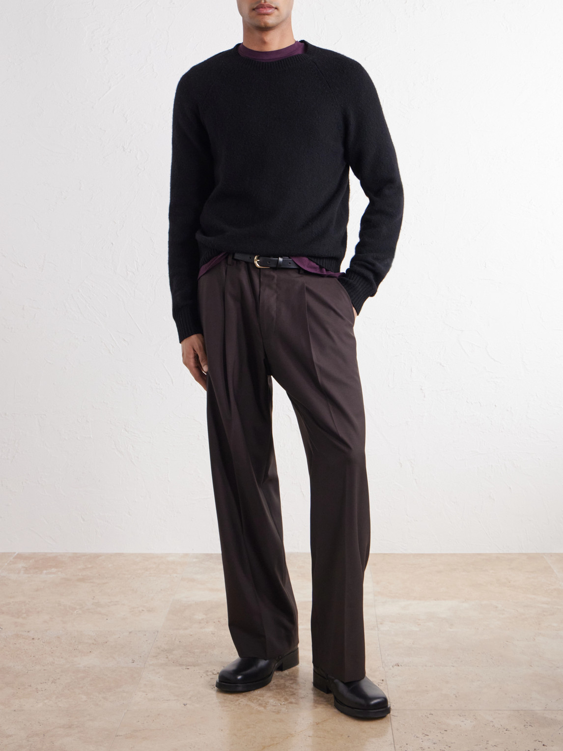 Kay 10037 Straight-Leg Pleated Woven Trousers