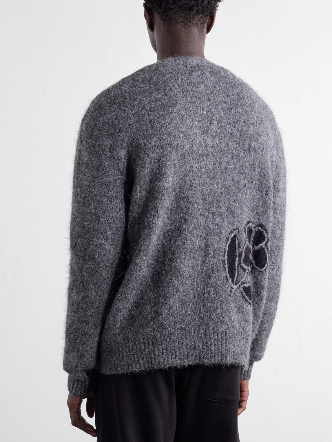 Kyle 60021 Embroidered Intarsia-Knit Brushed Alpaca-Blend Cardigan