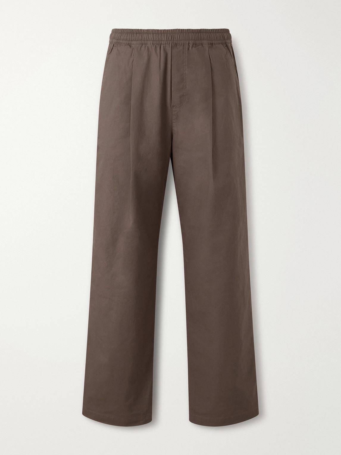Folk Straight-leg Pleated Cotton-blend Ripstop Trousers In Brown