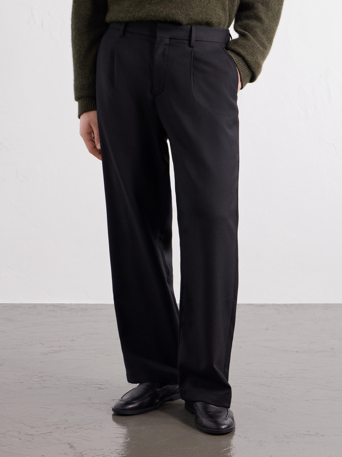 Mr P. - Wide-Leg Pleated Wool-Fresco Trousers
