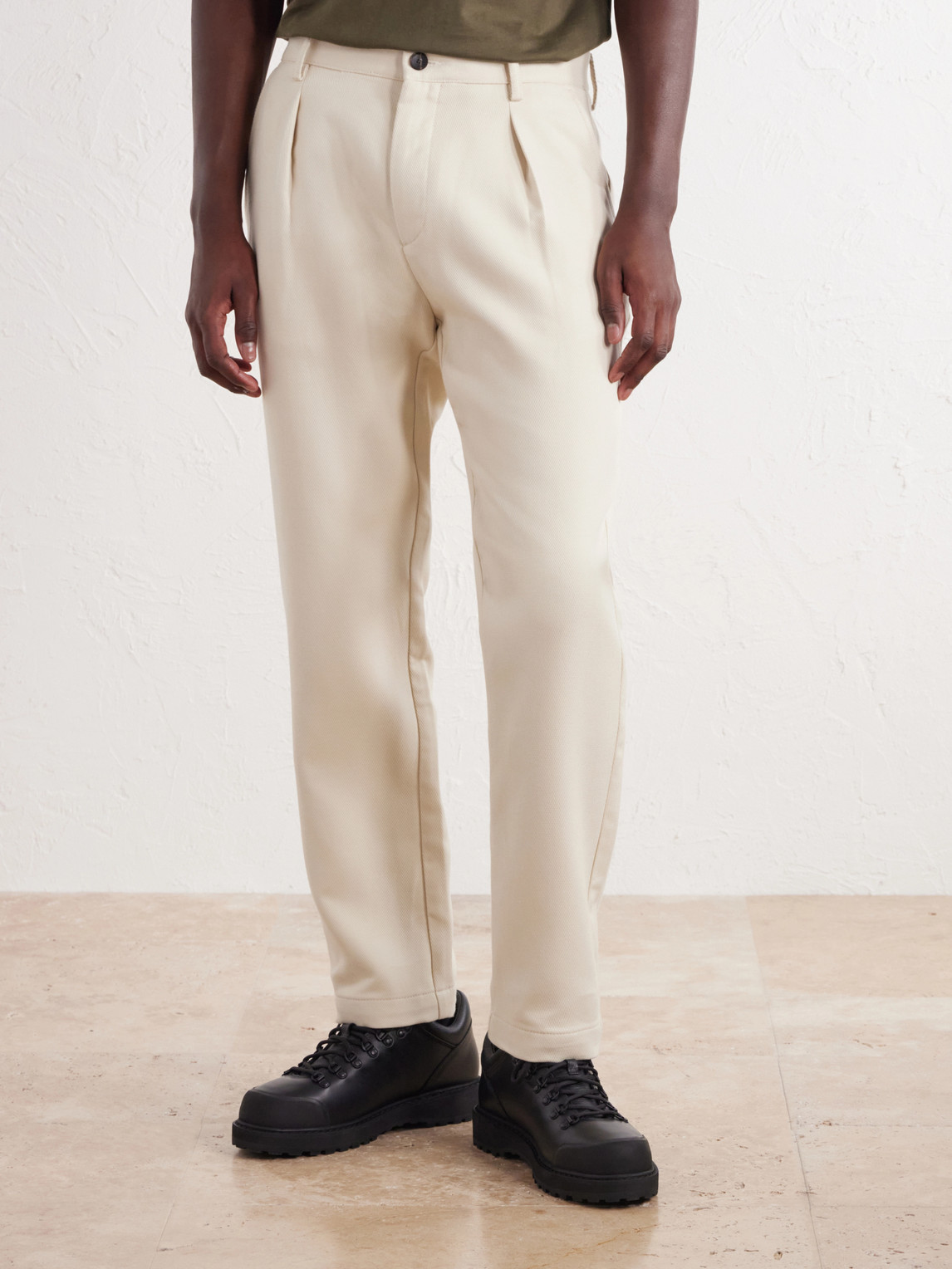 Mr P. - Tapered Pleated Cotton And Cashmere-Blend Trousers