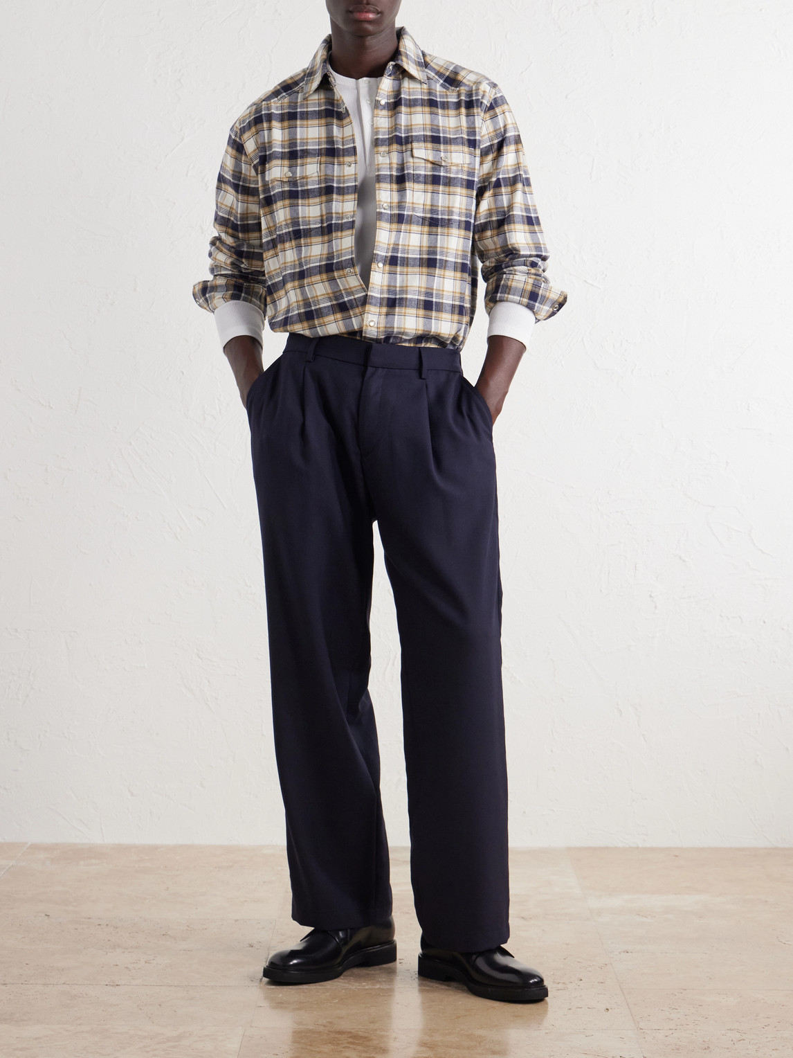 Mr P. - Wide-Leg Pleated Wool-Fresco Trousers