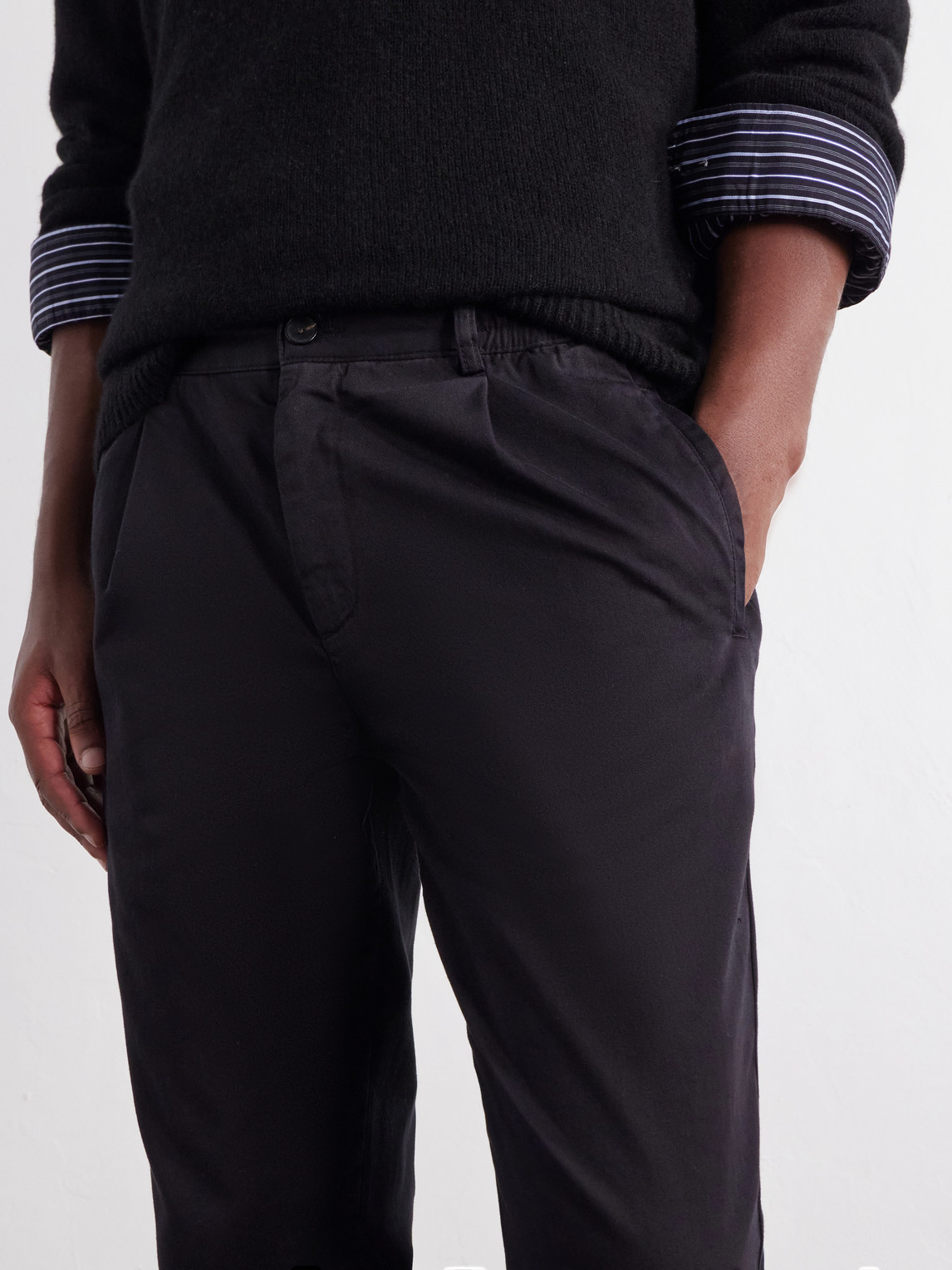 Mr P. - James Pleated Tapered Organic Cotton-Twill Trousers