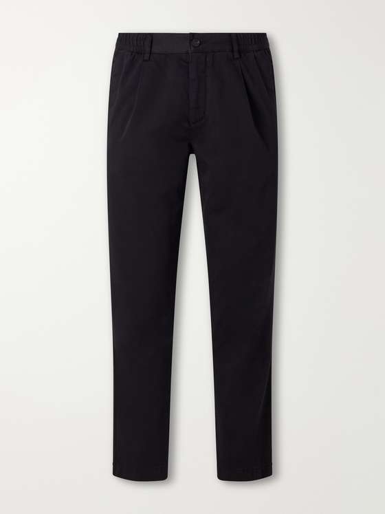 MRP James Pleated Tapered Organic Cotton-Twill Trousers