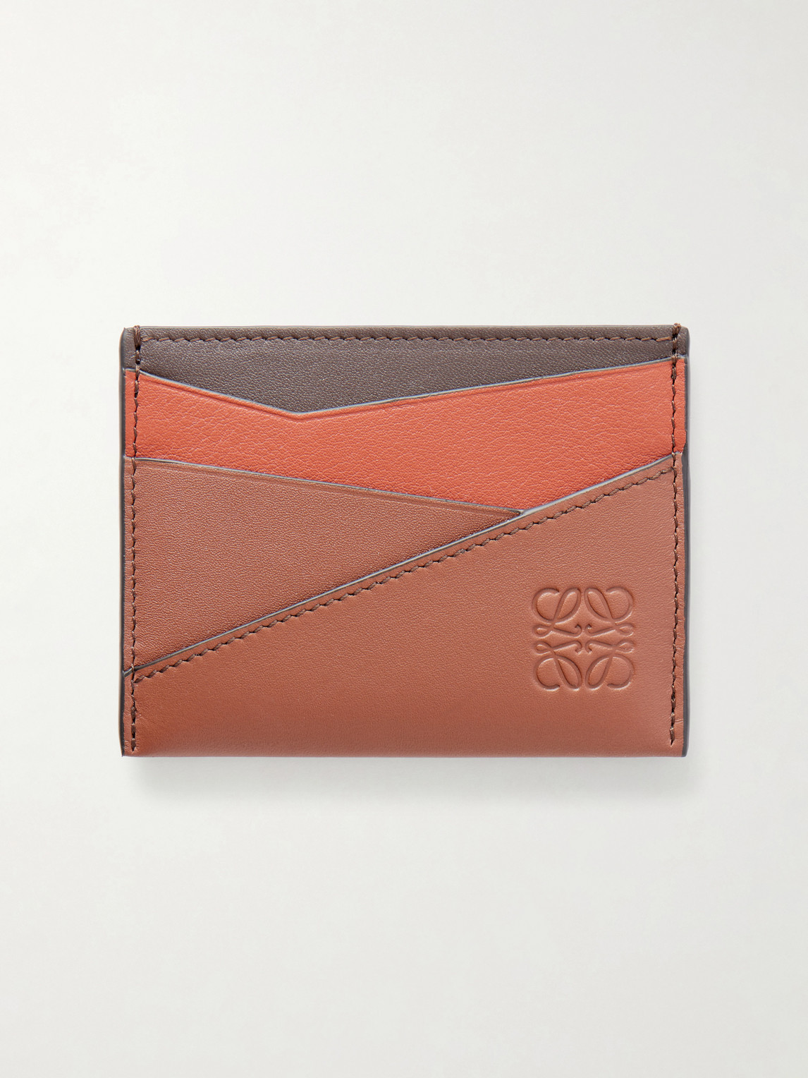 Loewe Puzzle Edge Logo-debossed Leather Cardholder In Orange