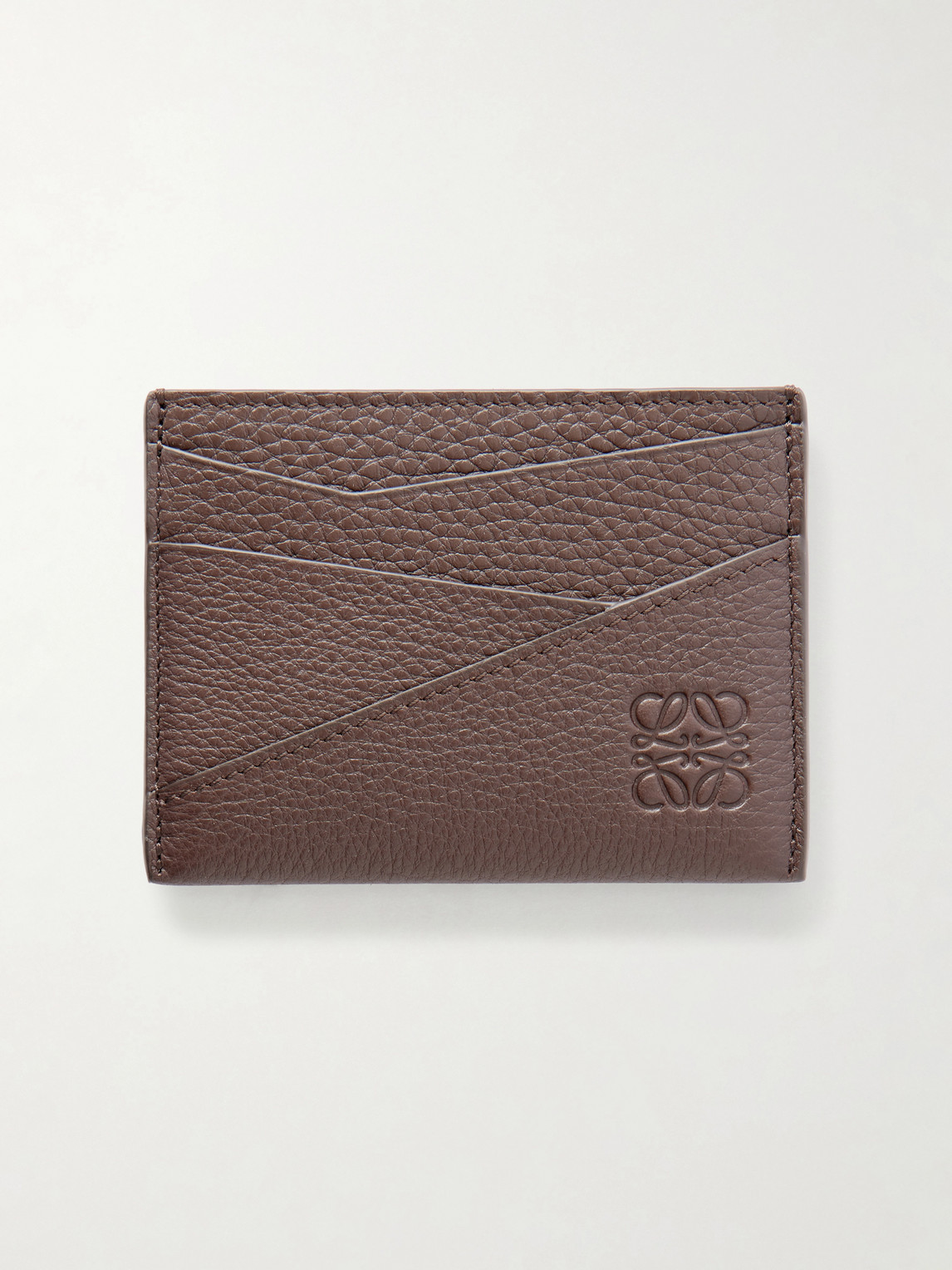 Loewe Puzzle Edge Logo-debossed Leather Cardholder In Brown