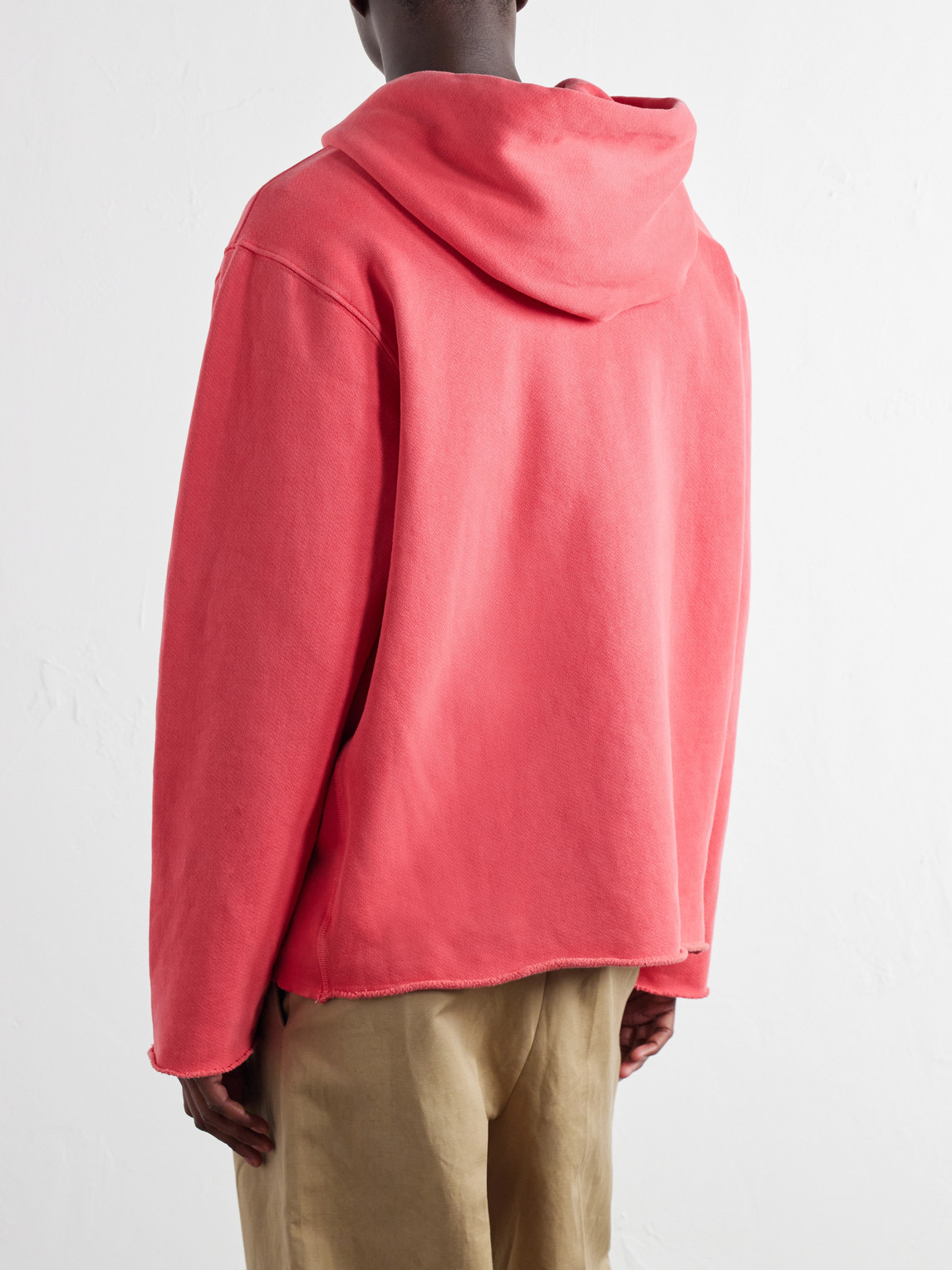 Garment-Dyed Distressed Cotton-Jersey Zip-Up Hoodie