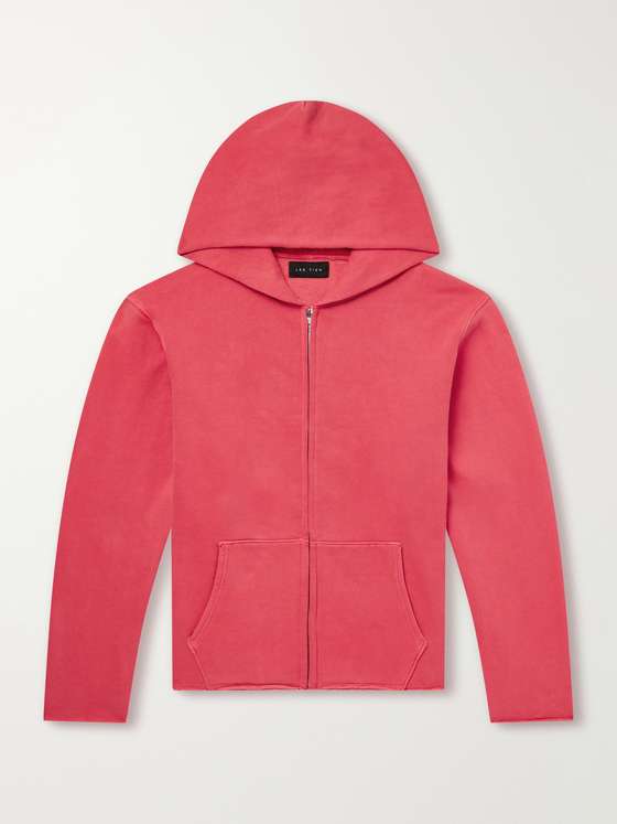 Lestien Garment-Dyed Distressed Cotton-Jersey Zip-Up Hoodie