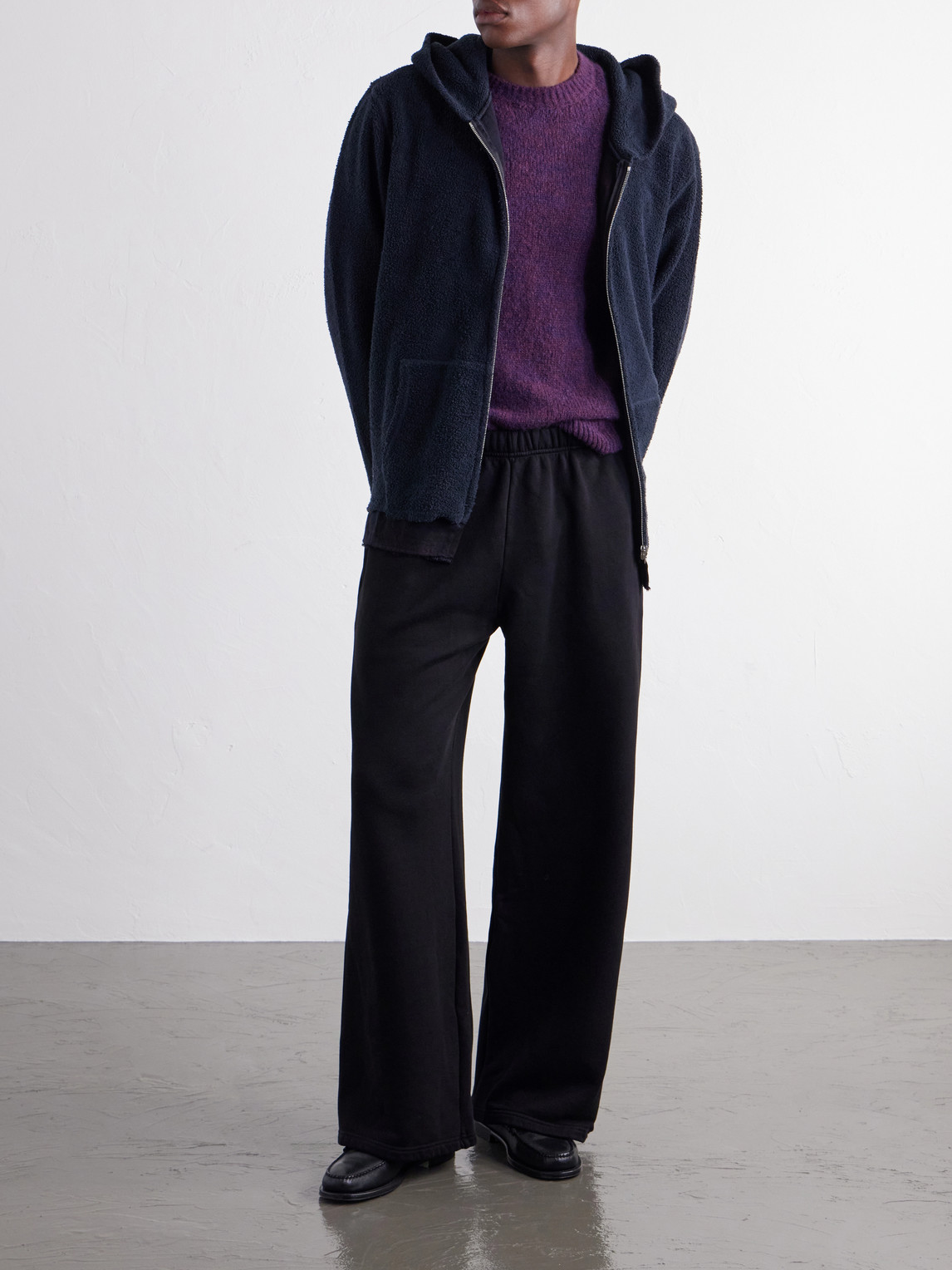 Party Wide-Leg Garment-Dyed Cotton-Fleece Sweatpants
