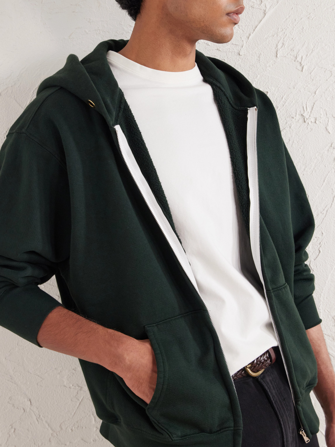 Garment-Dyed Cotton-Jersey Zip-Up Hoodie