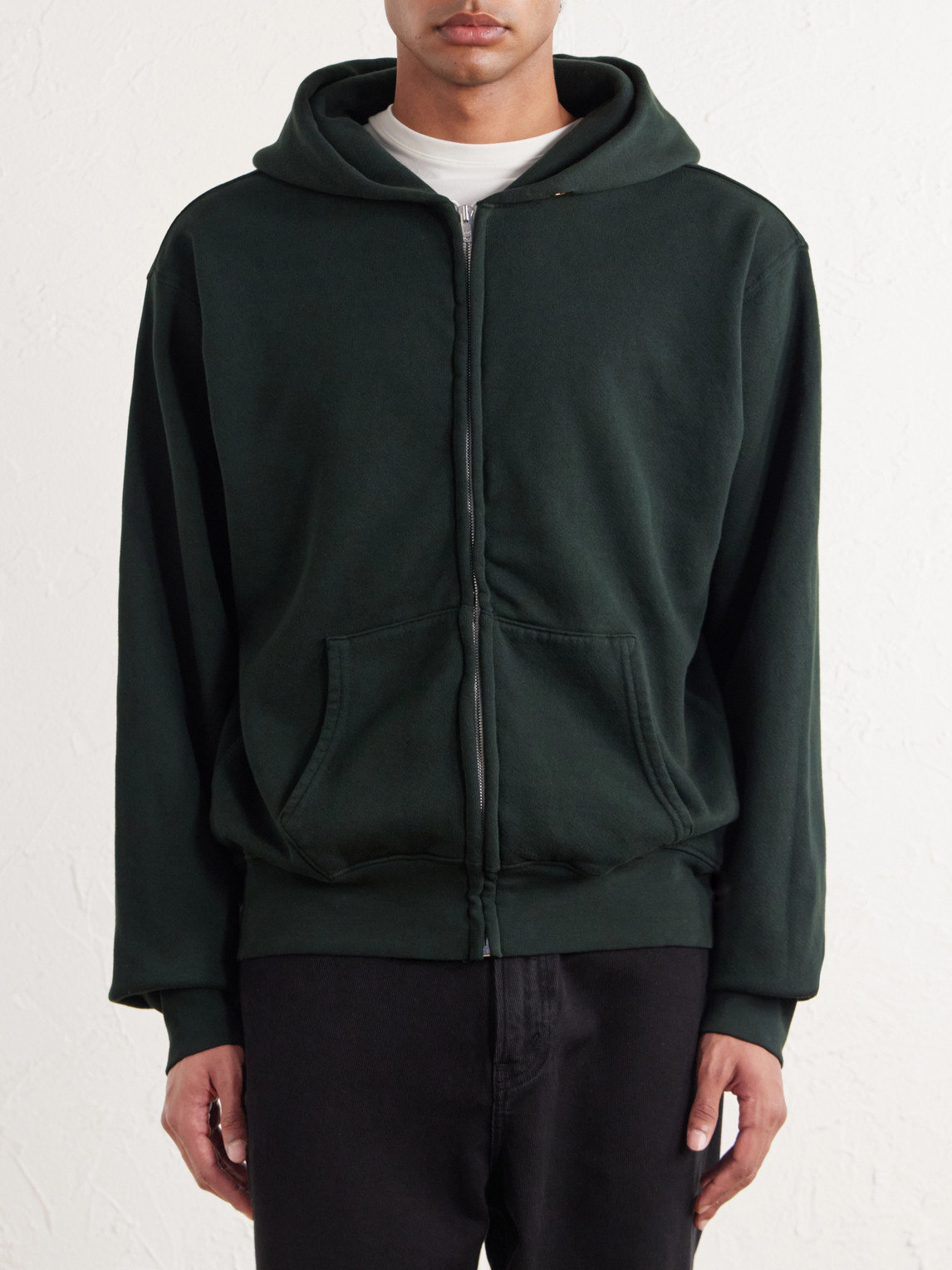 Garment-Dyed Cotton-Jersey Zip-Up Hoodie