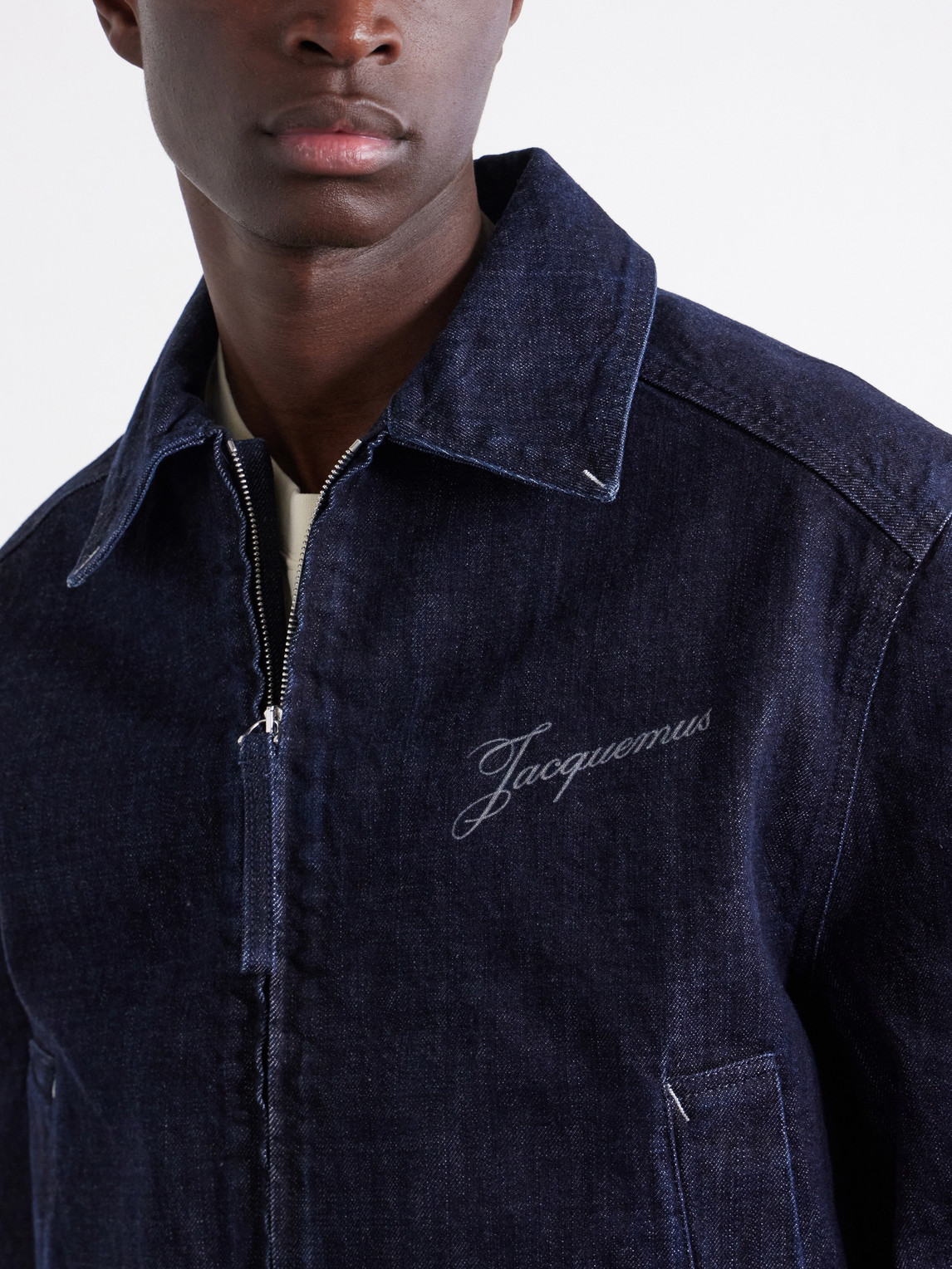 La Veste De-Nîmes Logo-Embroidered Denim Jacket