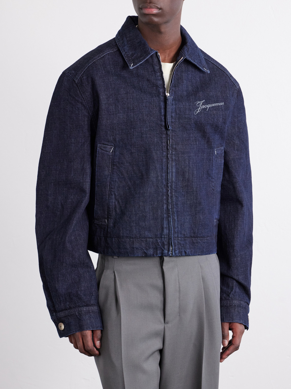 La Veste De-Nîmes Logo-Embroidered Denim Jacket