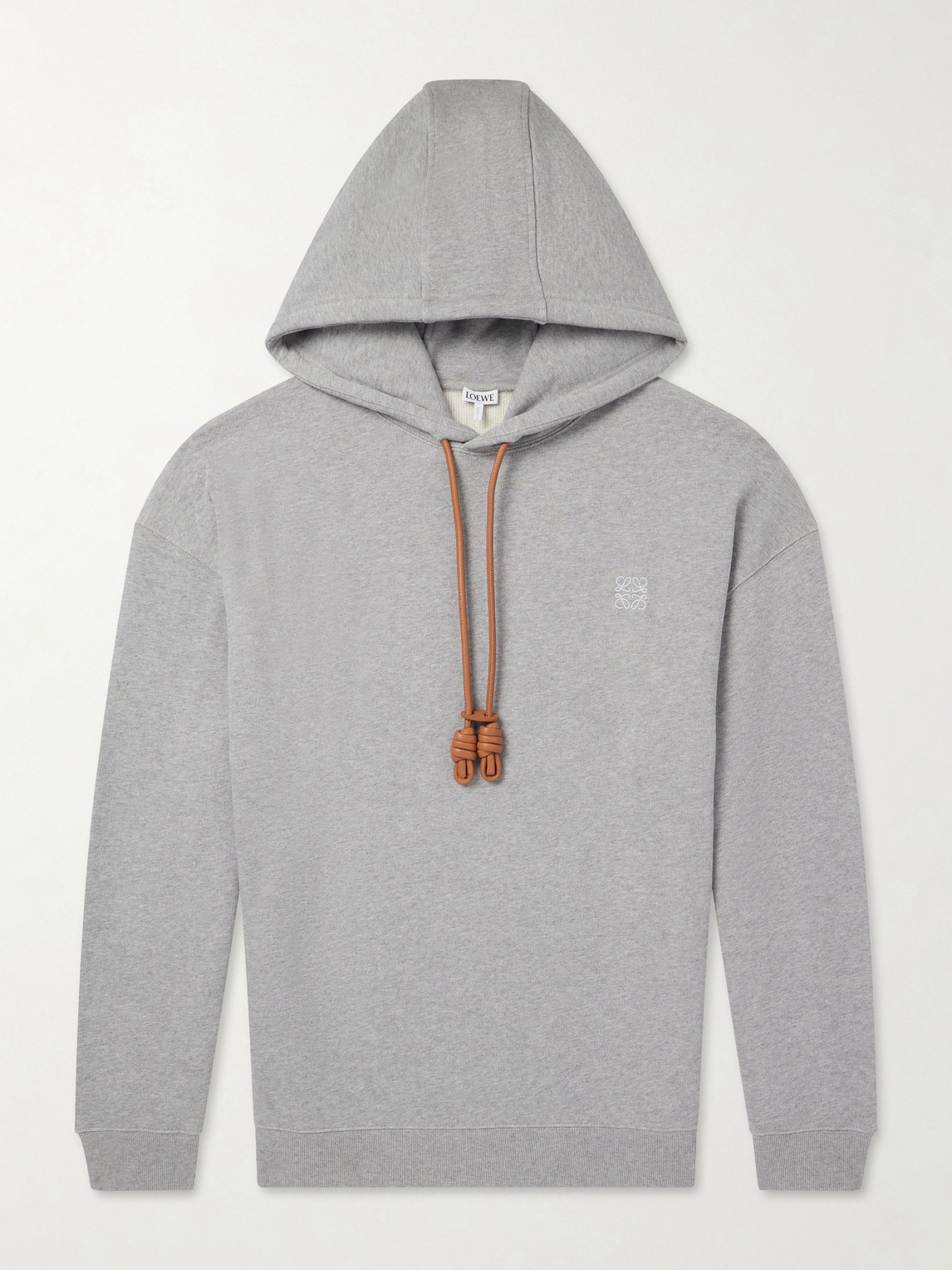 Loewe Anagram-Embroidered Leather-Trimmed Cotton-Fleece Hoodie - Men | Thumbnail 6 Loewe Anagram-Embroidered Leather-Trimmed Cotton-Fleece Hoodie - Men | Thumbnail 6