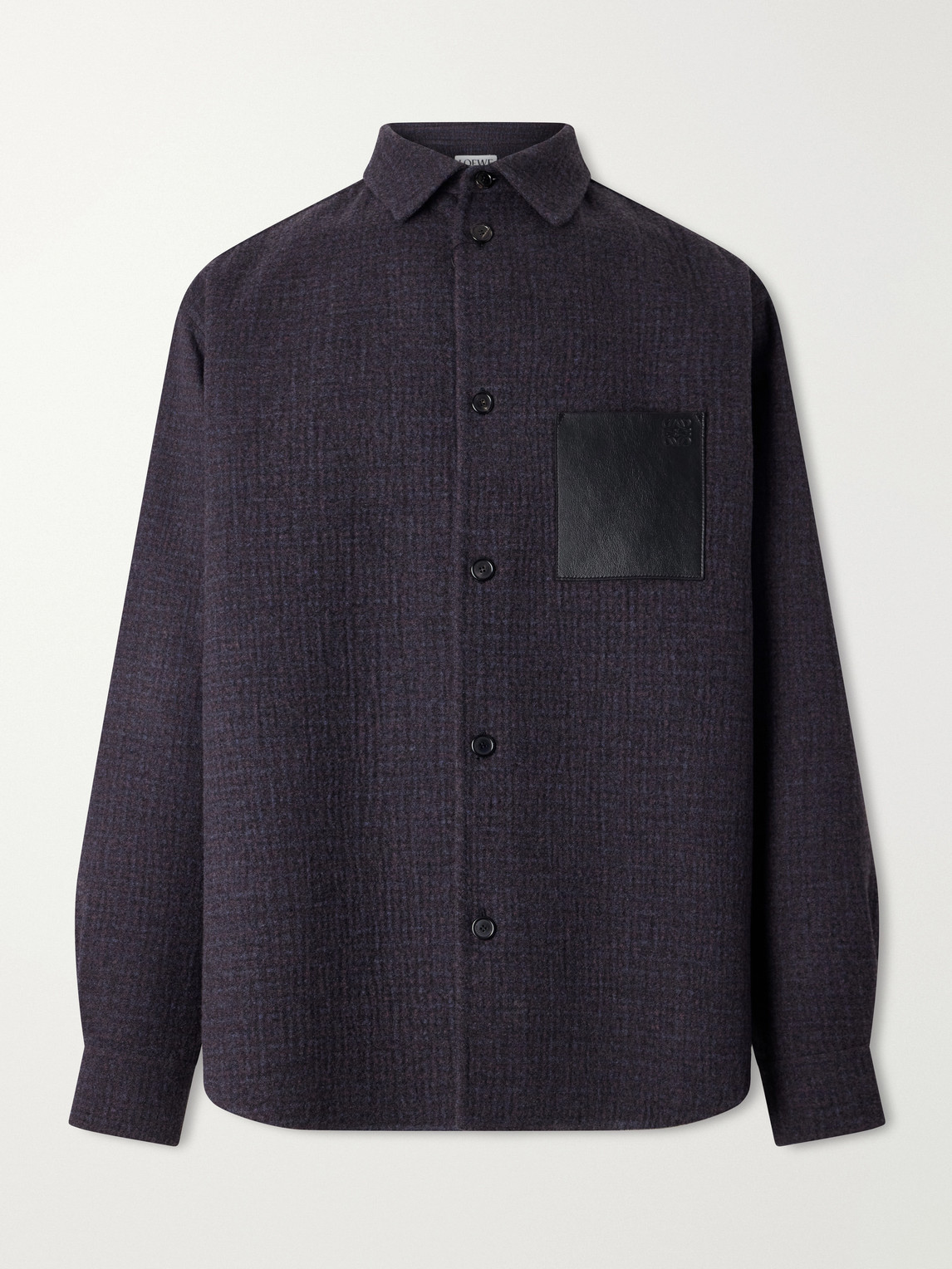 LOEWE – Leather-Patched Wool and Silk-Blend Overshirt