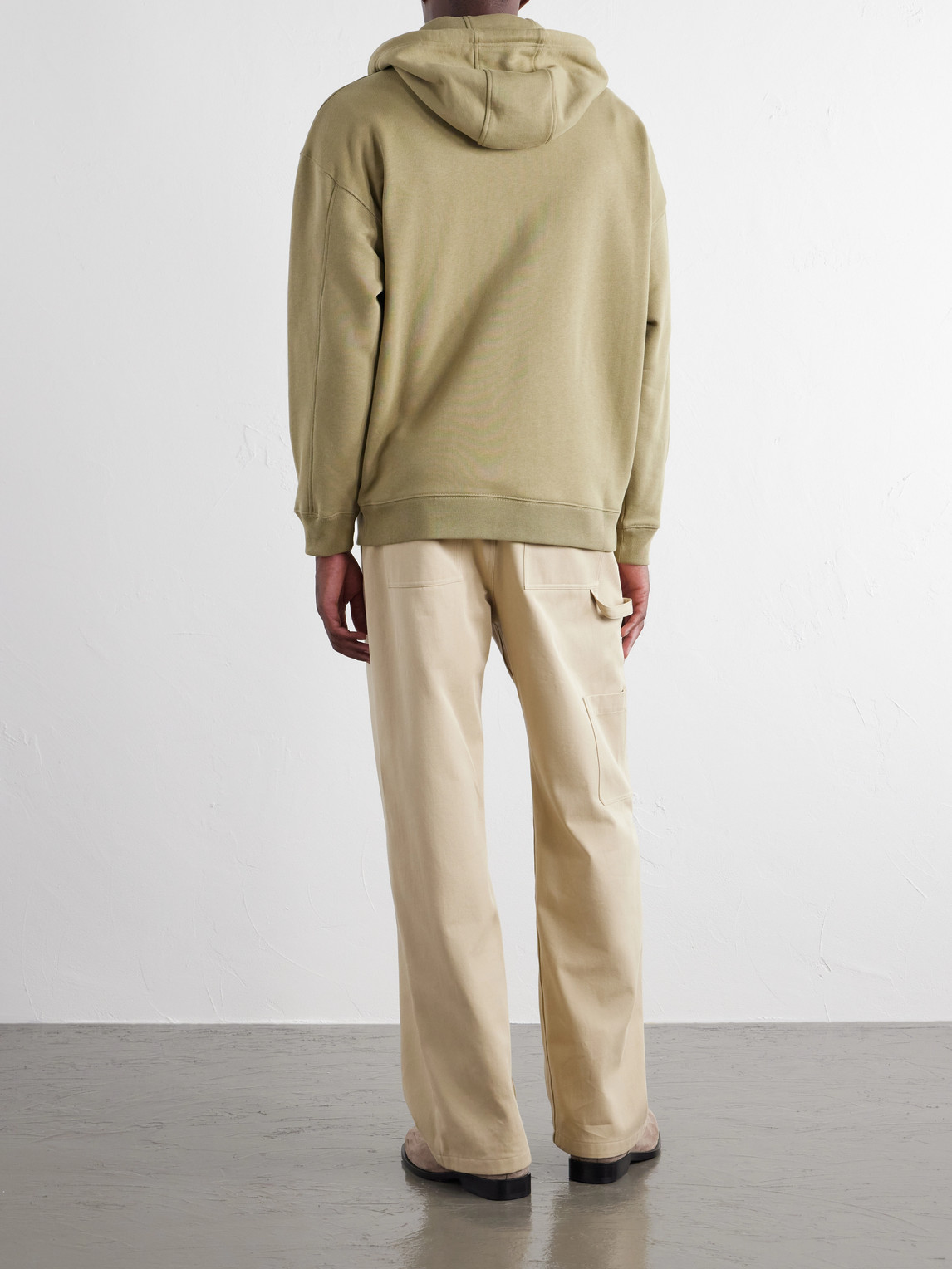 Anagram-Embroidered Cotton-Jersey Zip-Up Hoodie