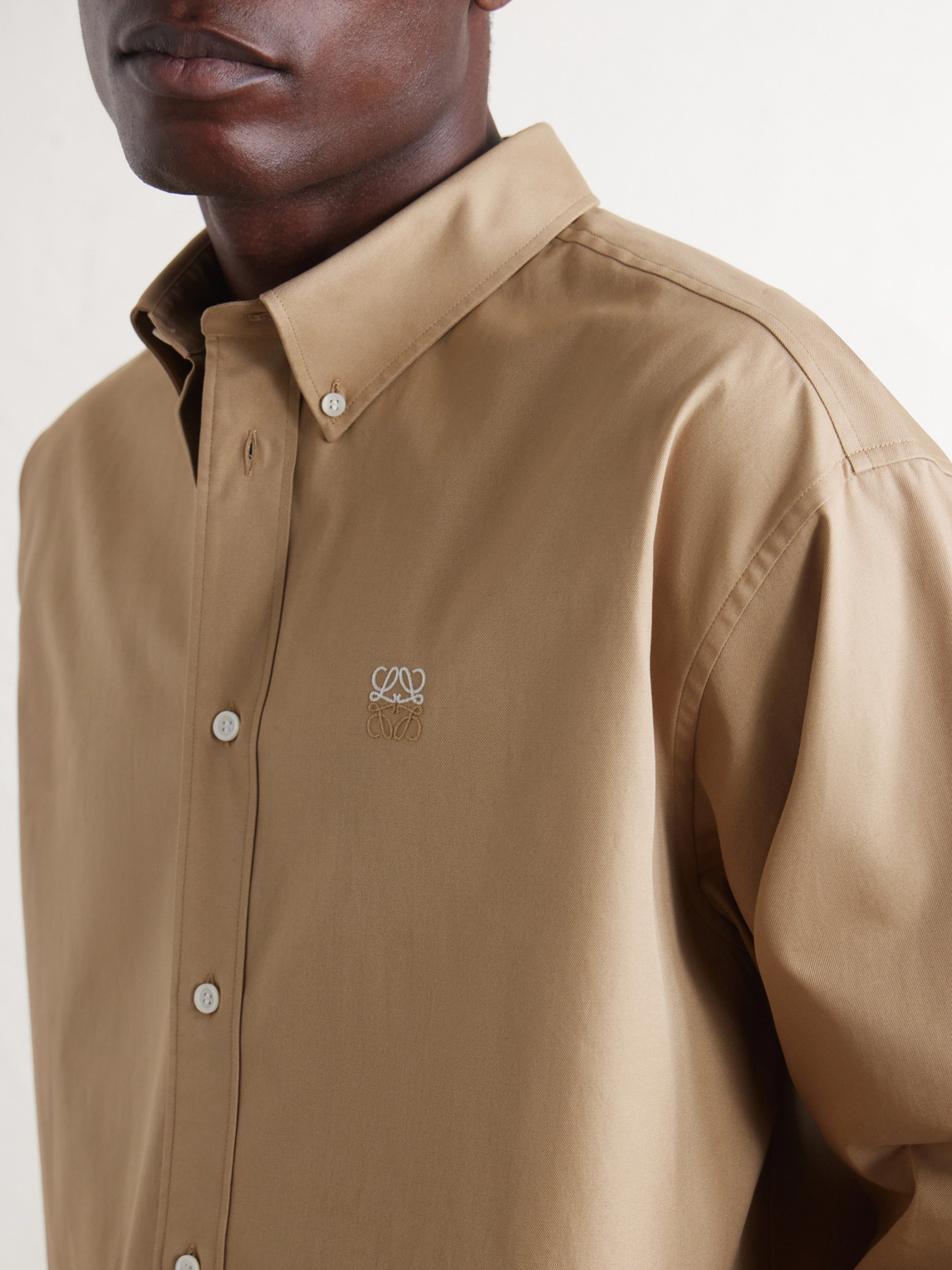 Anagram-Embroidered Cotton Shirt