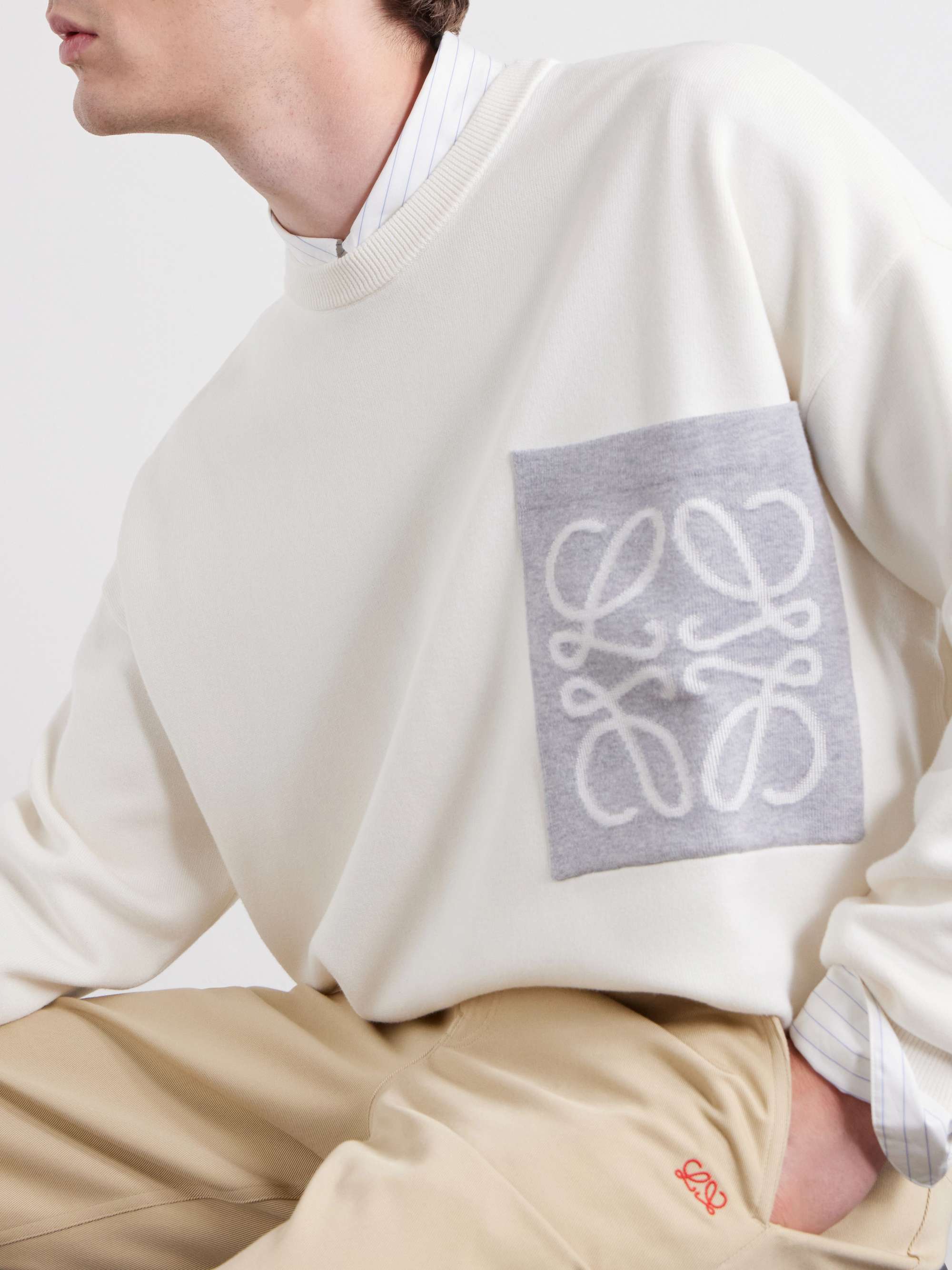 LOEWE Anagram-Intarsia Knitted Sweater for Men | MR PORTER
