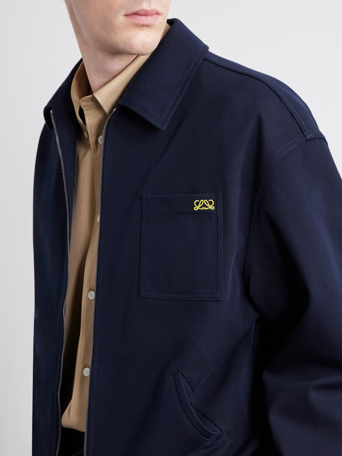 Logo-Embroidered Cotton-Twill Jacket
