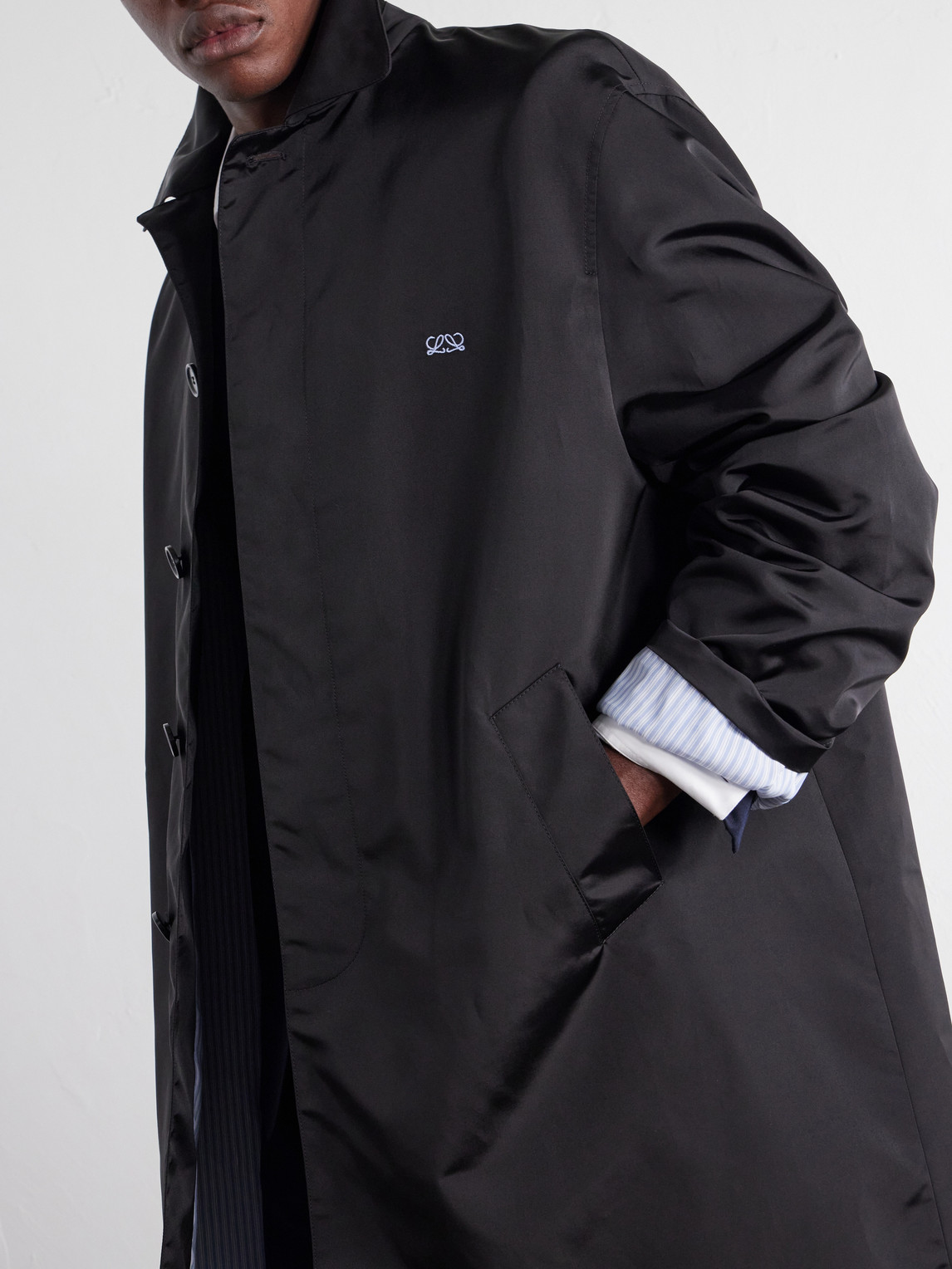 Logo-Embroidered Twill Trench Coat