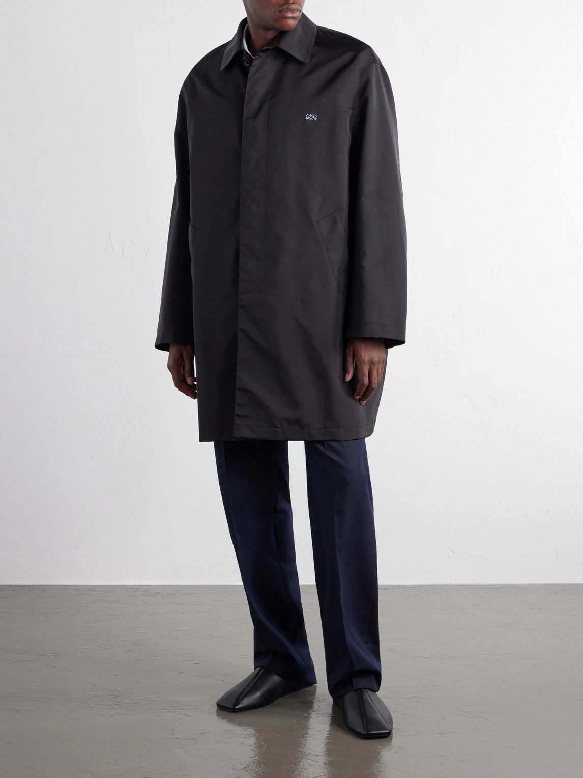 Logo-Embroidered Twill Trench Coat