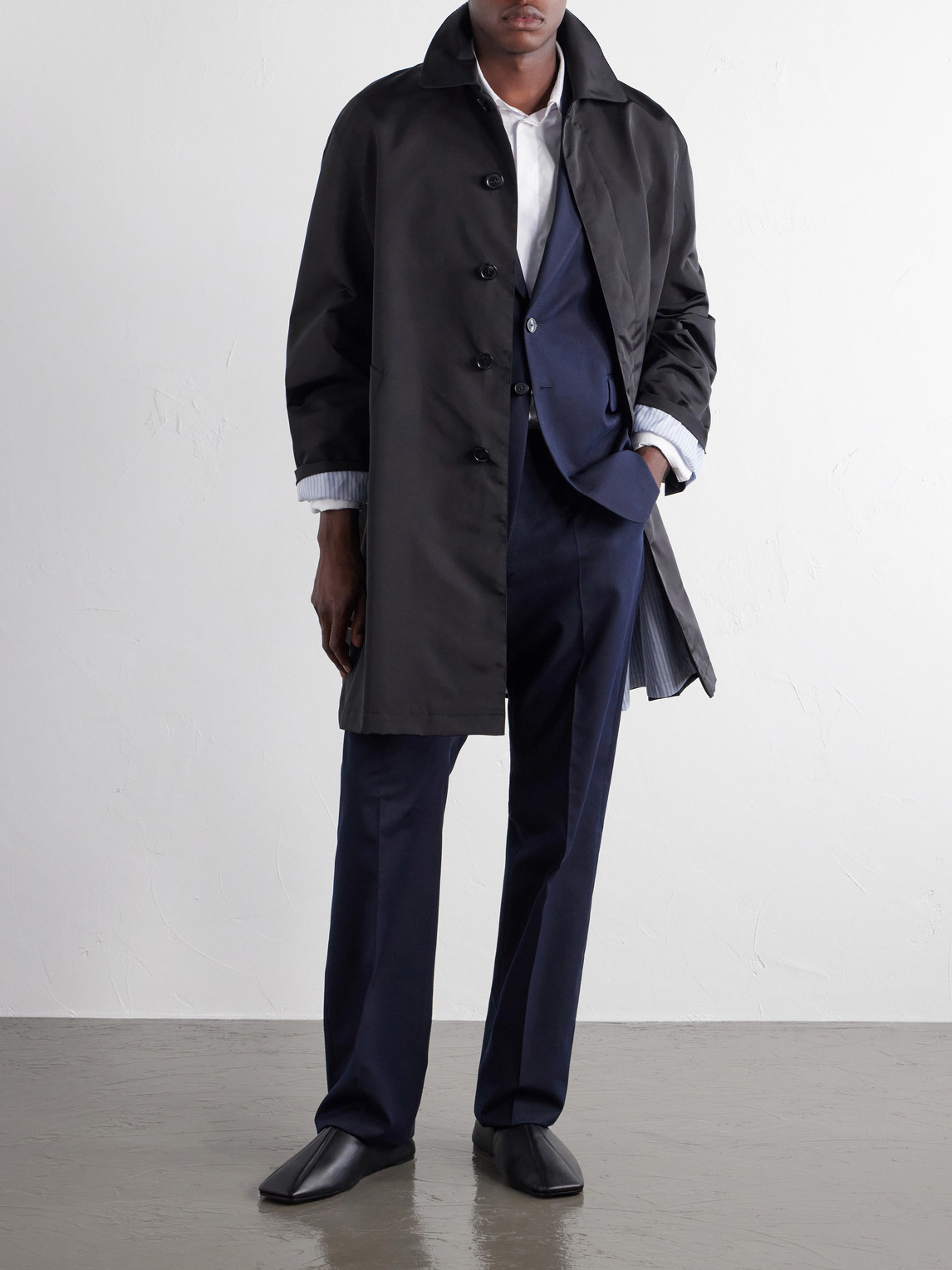 Logo-Embroidered Twill Trench Coat