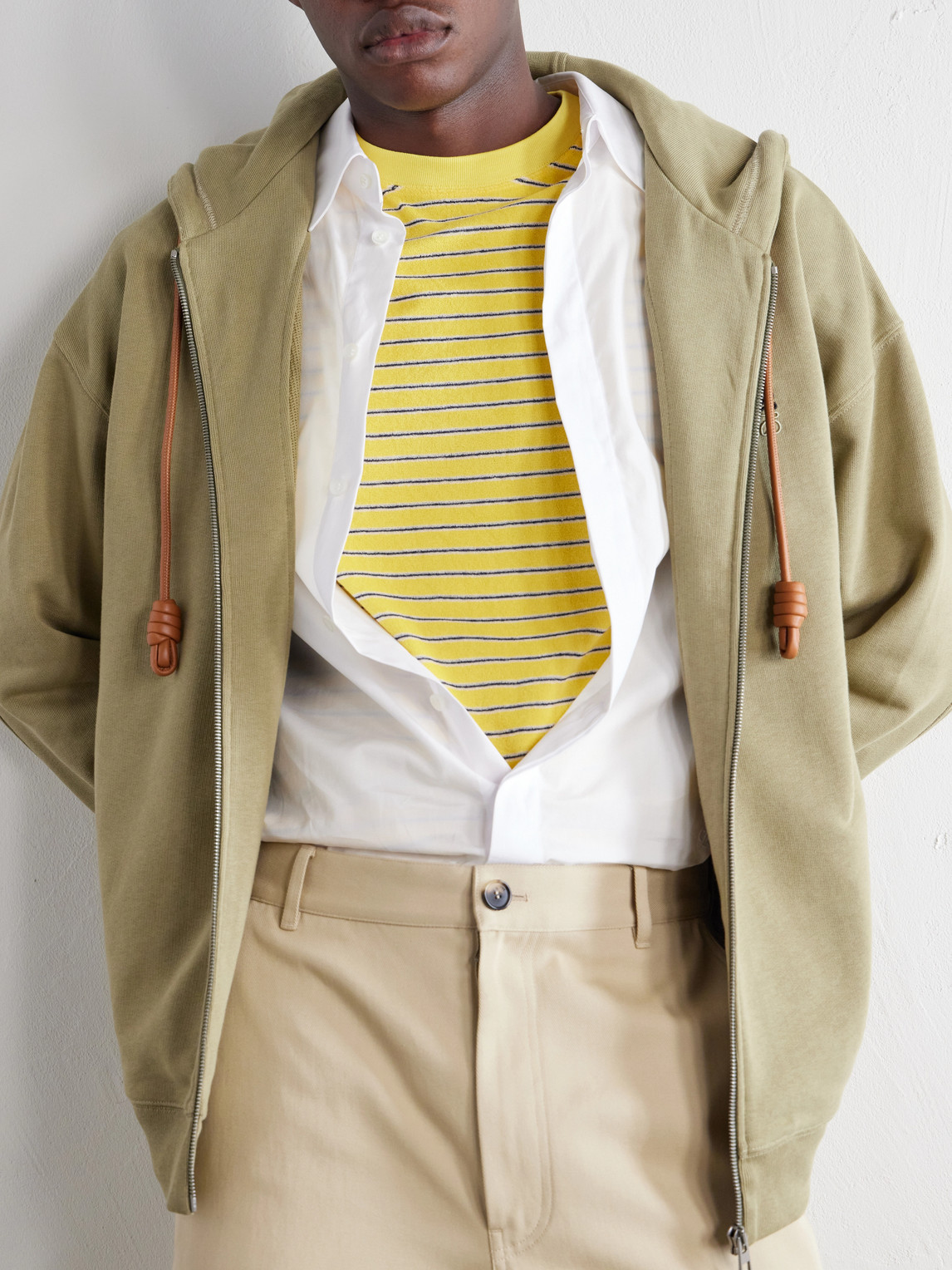 Logo-Embroidered Striped Cotton-Blend Terry T-Shirt