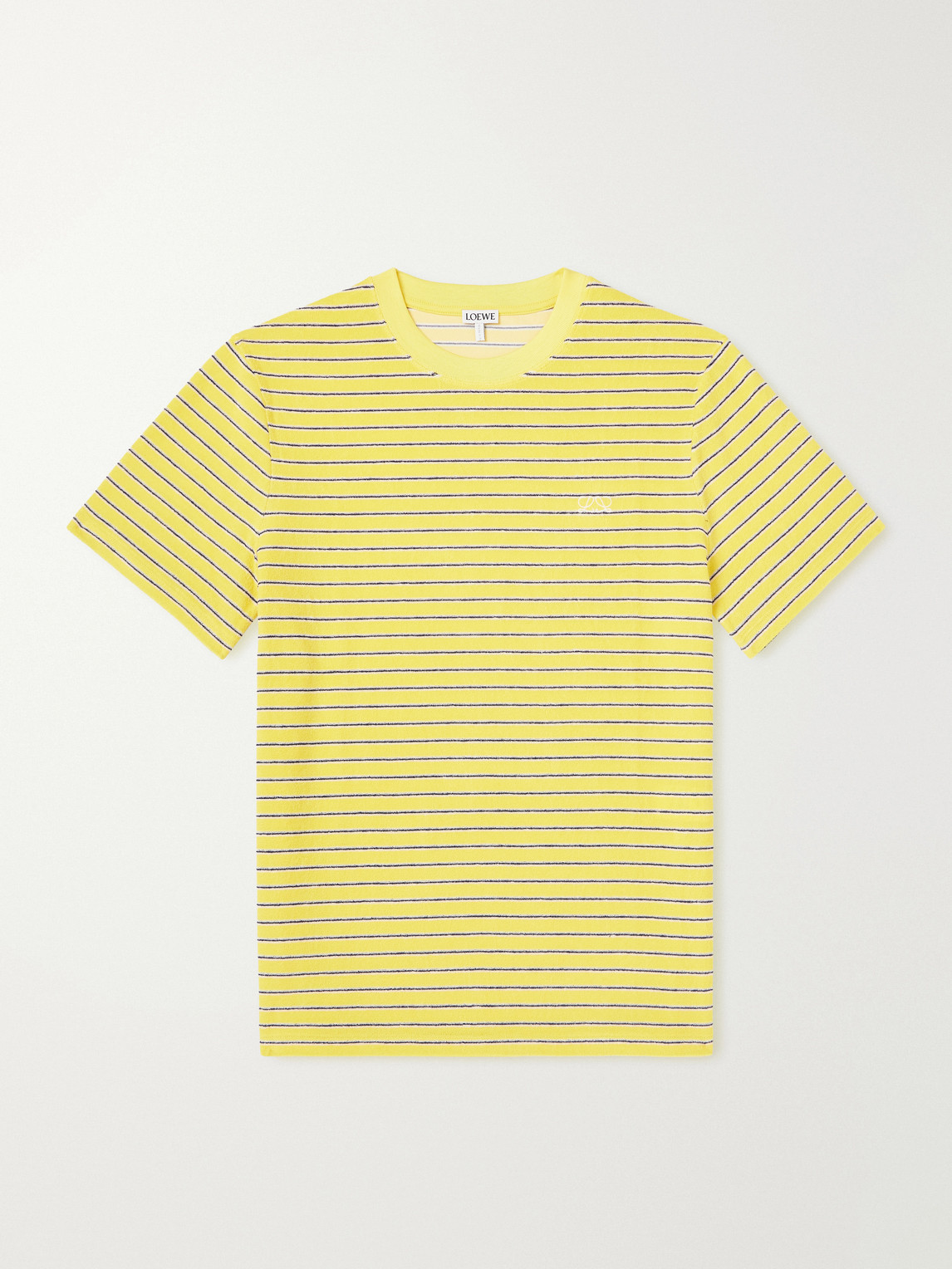 LOEWE – Logo-Embroidered Striped Cotton-Blend Terry T-Shirt