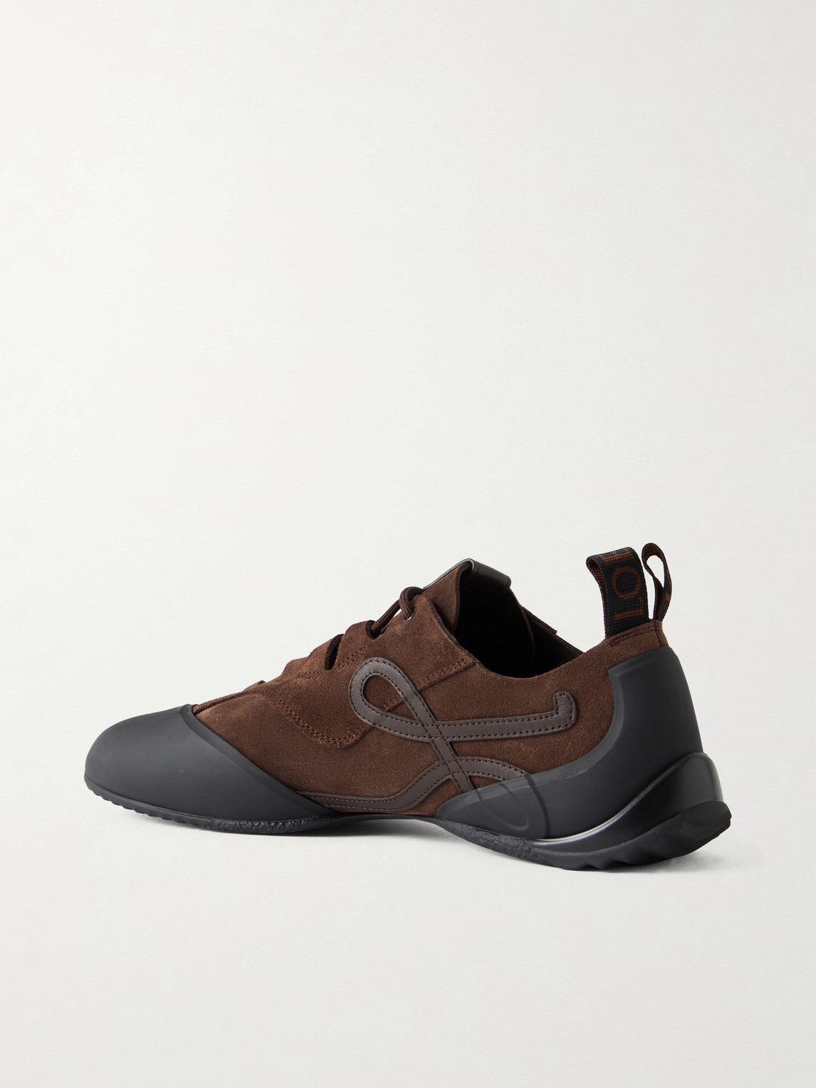 Loewe Grip Panelled Suede Sneakers In Brown