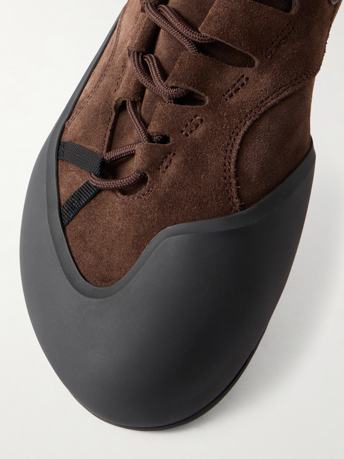 Loewe Grip Panelled Suede Sneakers In Brown