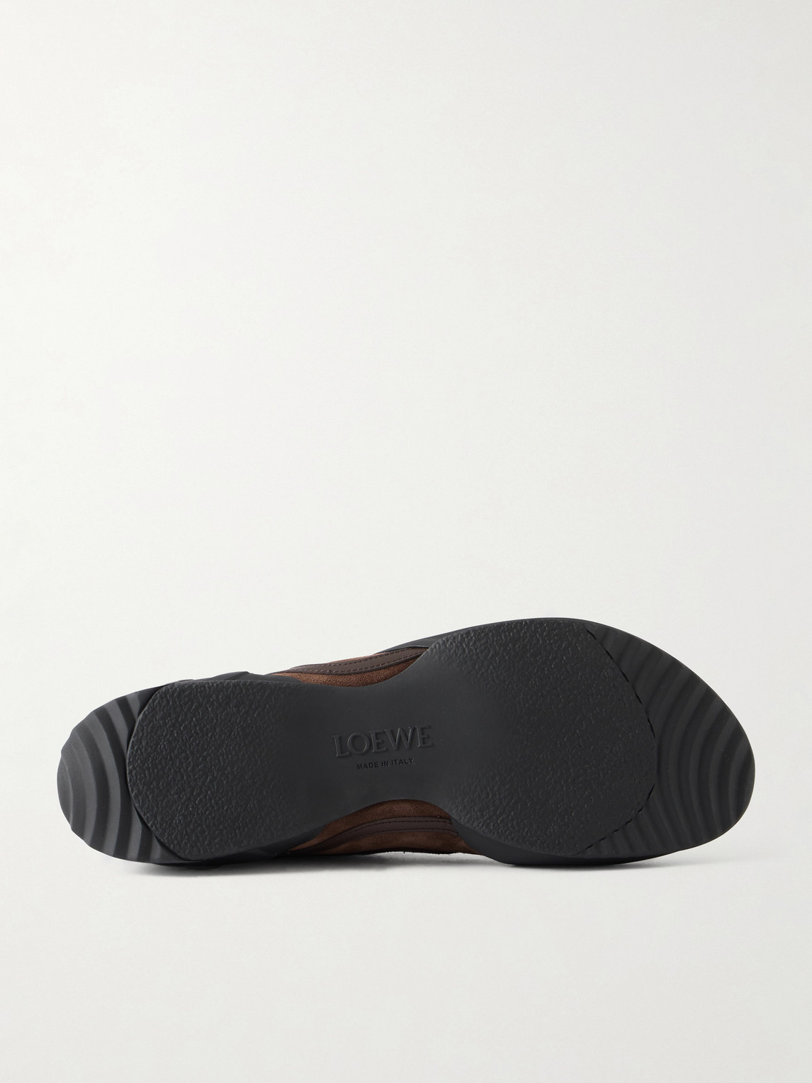 Loewe Grip Panelled Suede Sneakers In Brown