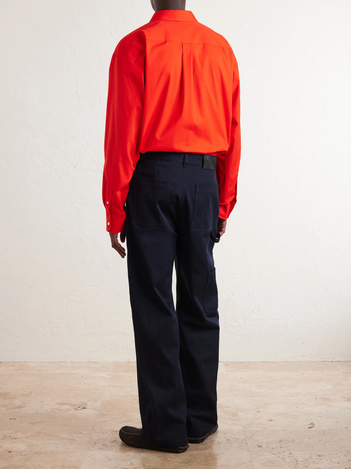 Logo-Embroidered Wide-Leg Cotton-Blend Drill Trousers