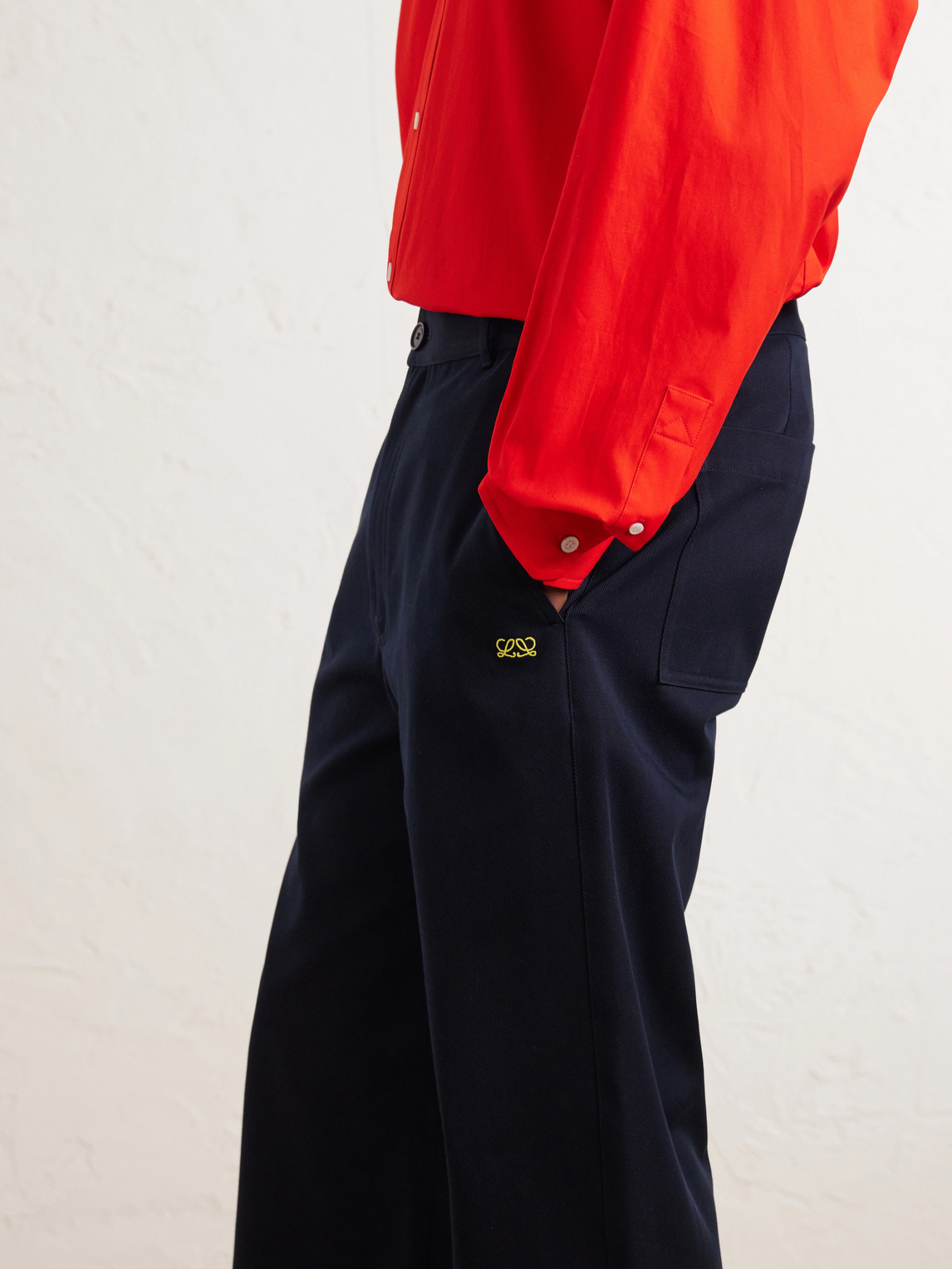 Logo-Embroidered Wide-Leg Cotton-Blend Drill Trousers