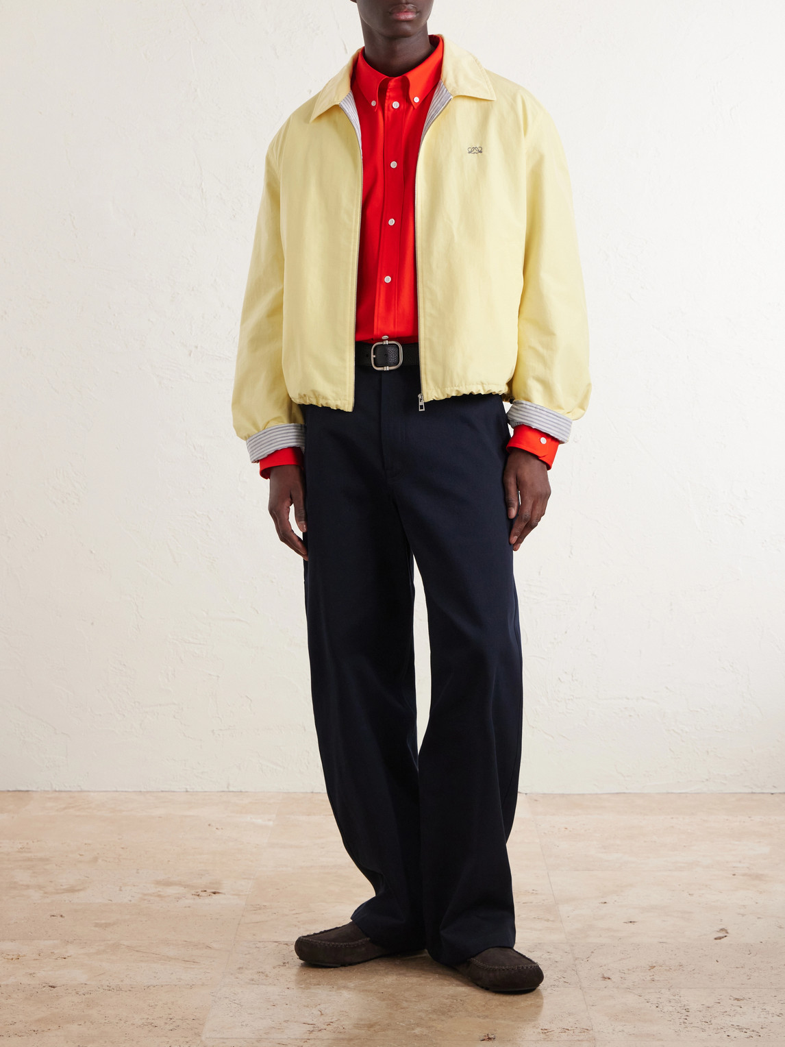 Logo-Embroidered Wide-Leg Cotton-Blend Drill Trousers