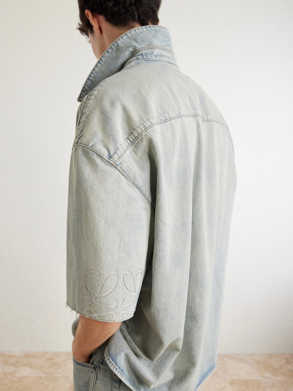 Camp-Collar Denim Shirt