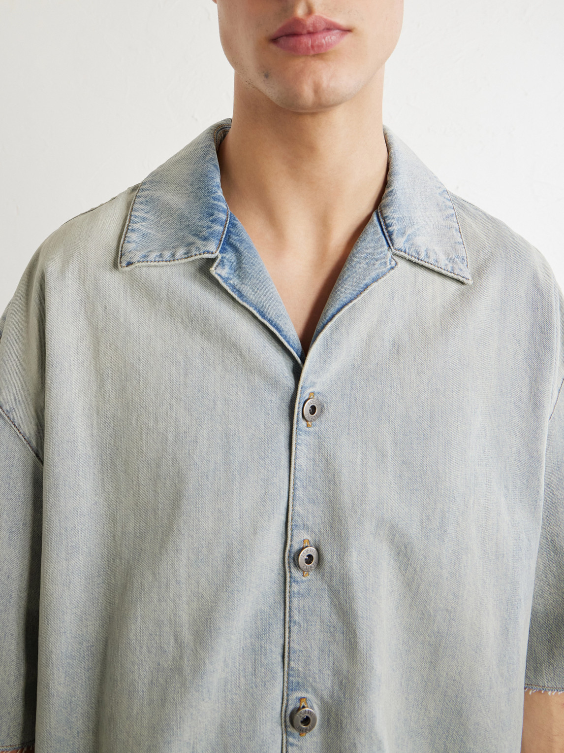 Camp-Collar Denim Shirt