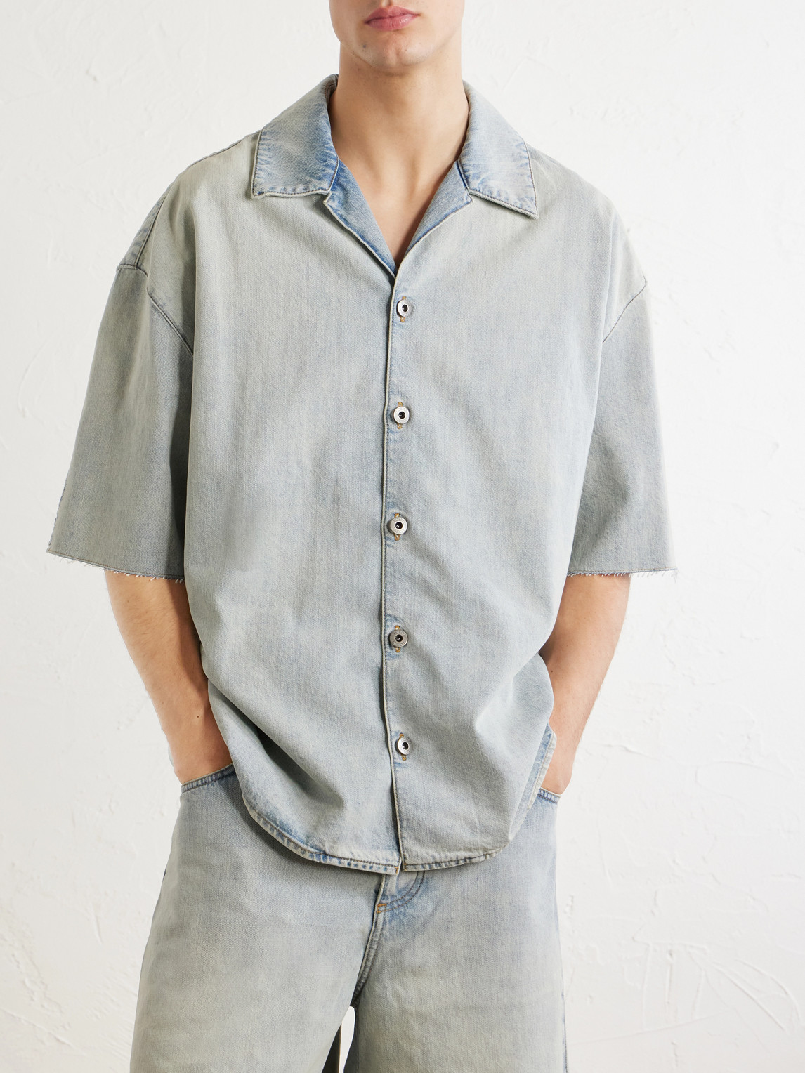 Camp-Collar Denim Shirt