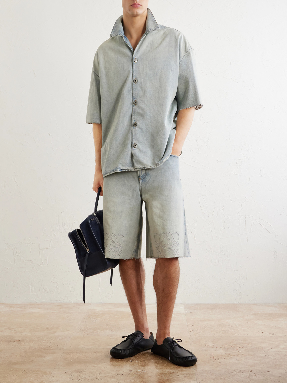 Camp-Collar Denim Shirt