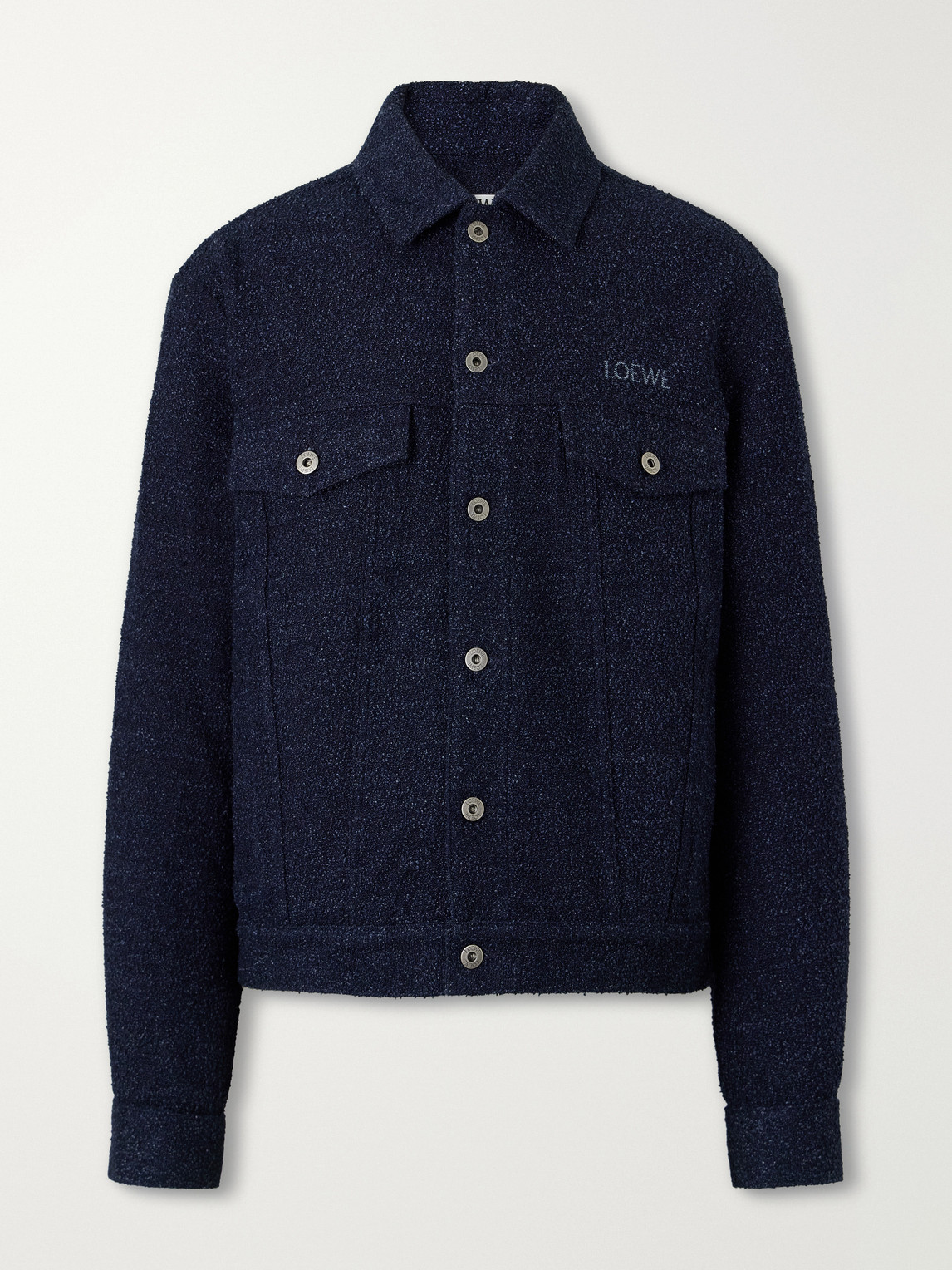 LOEWE – Logo-Embroidered Textured Denim Jacket
