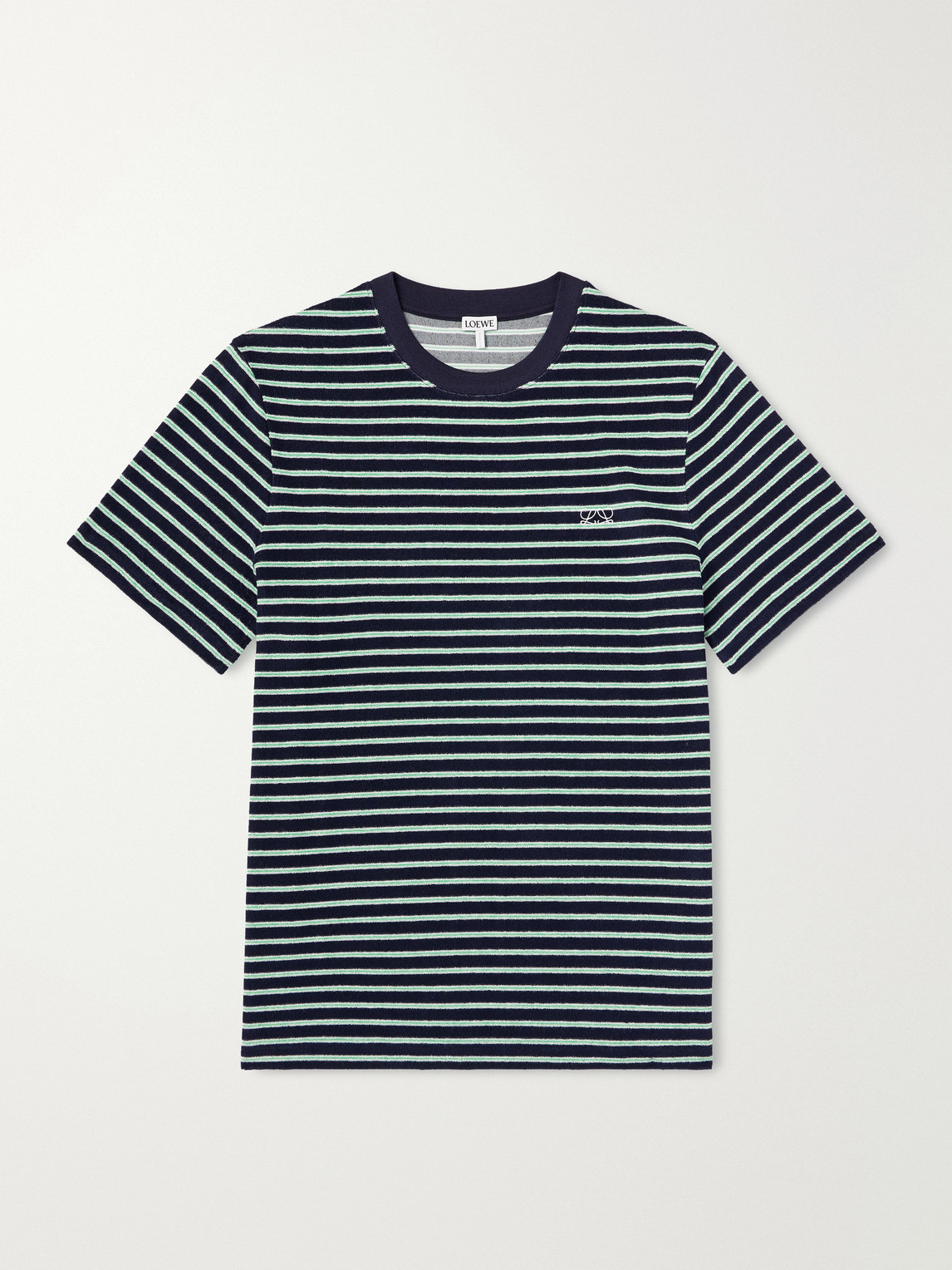 LOEWE – Logo-Embroidered Striped Cotton-Blend Terry T-Shirt