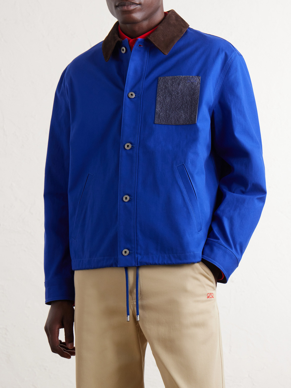 Suede-Trimmed Cotton Jacket