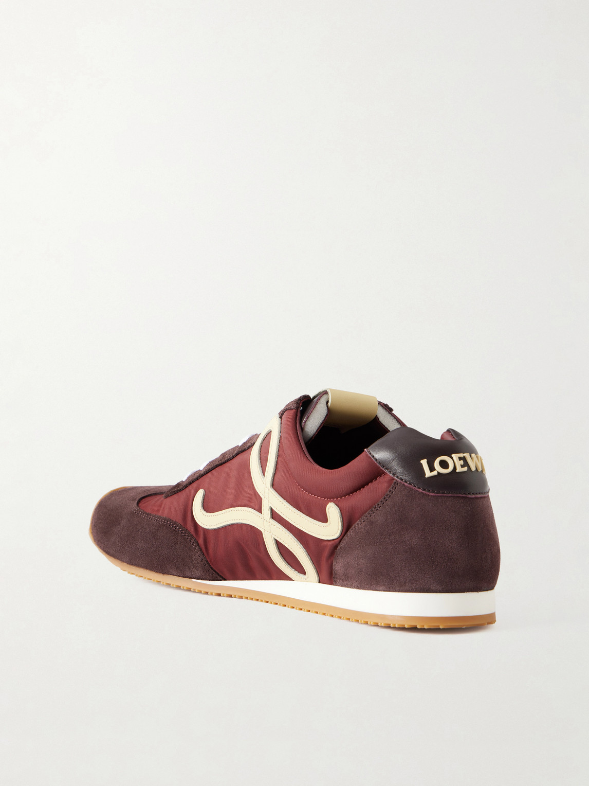 Loewe Ballet Runner 2.0 Nylon And Suede Sneakers With Side Logo In Burgundy