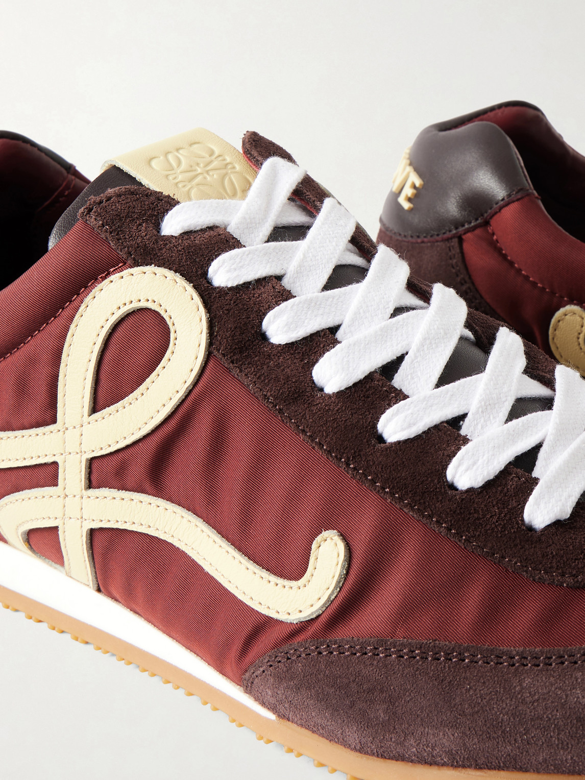Loewe Ballet Runner 2.0 Nylon And Suede Sneakers With Side Logo In Burgundy