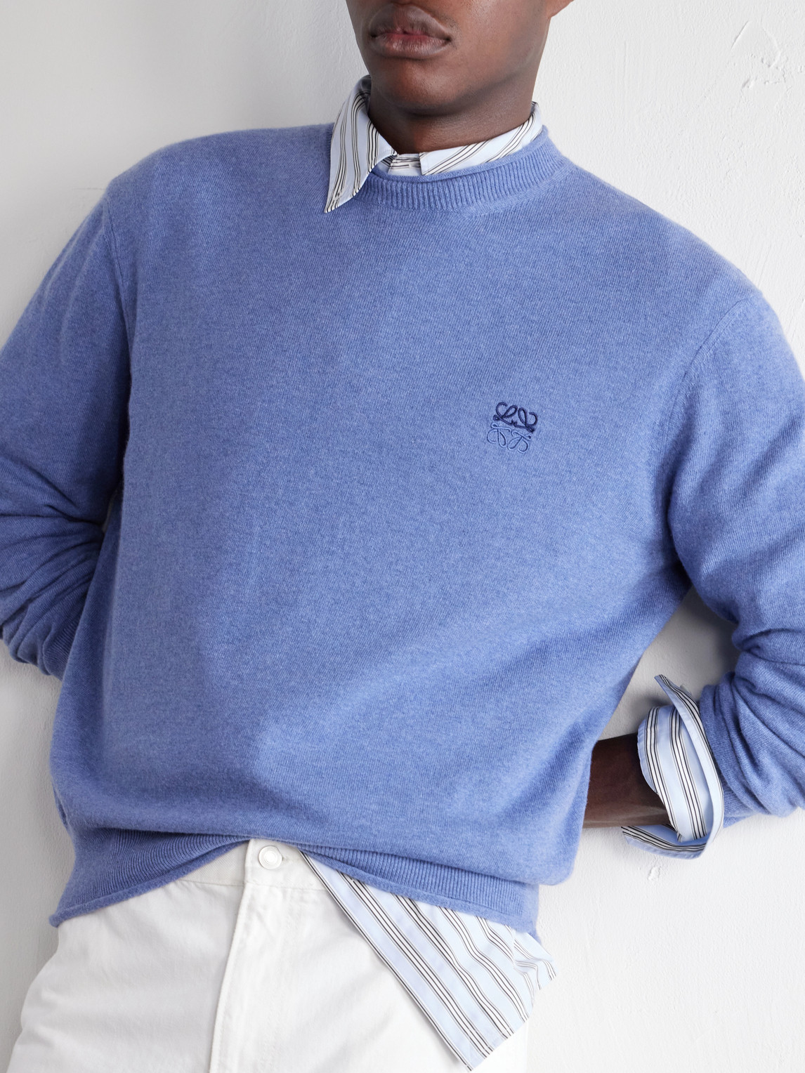 Anagram-Embroidered Cotton-Blend Sweater