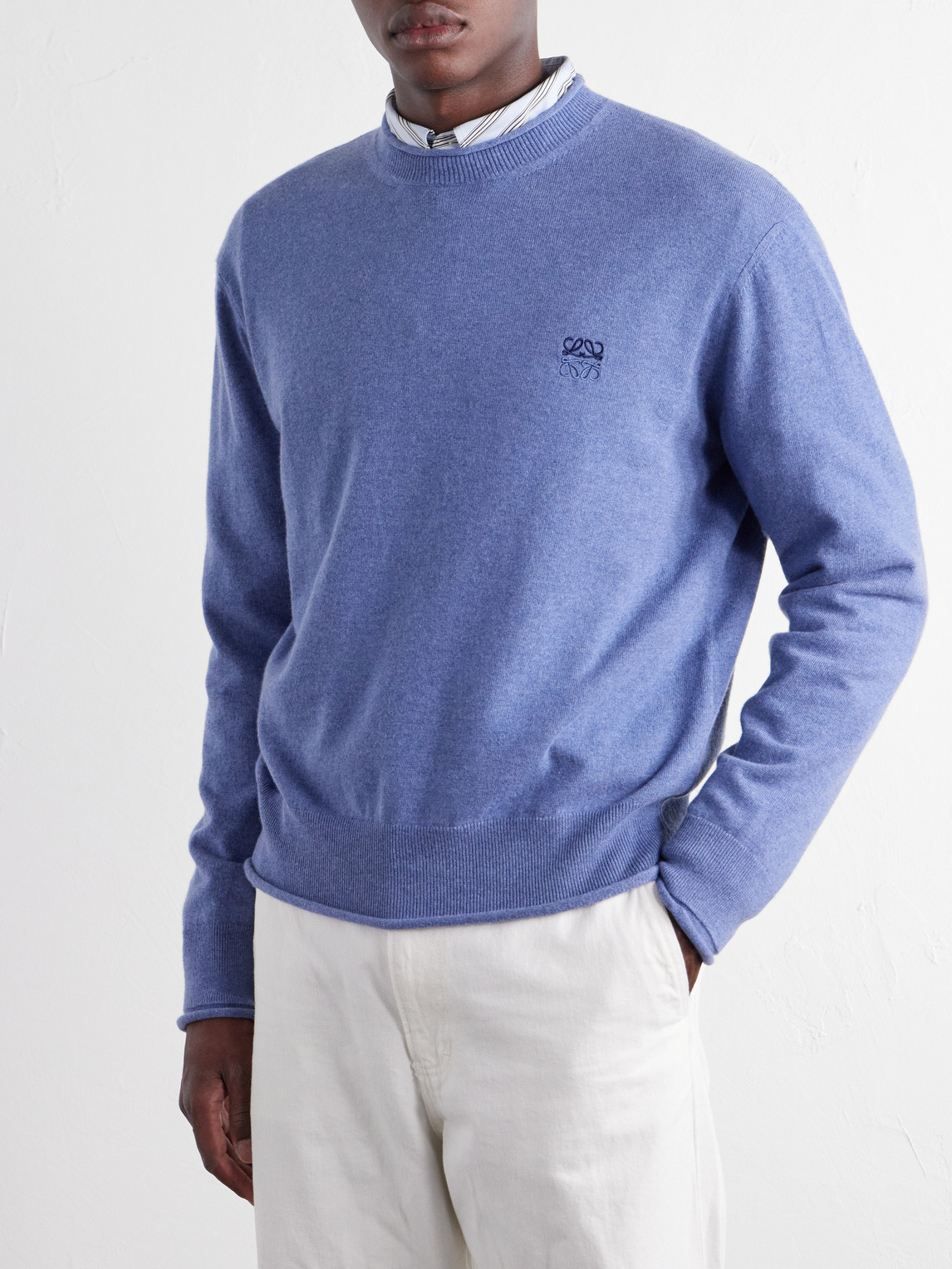 Anagram-Embroidered Cotton-Blend Sweater